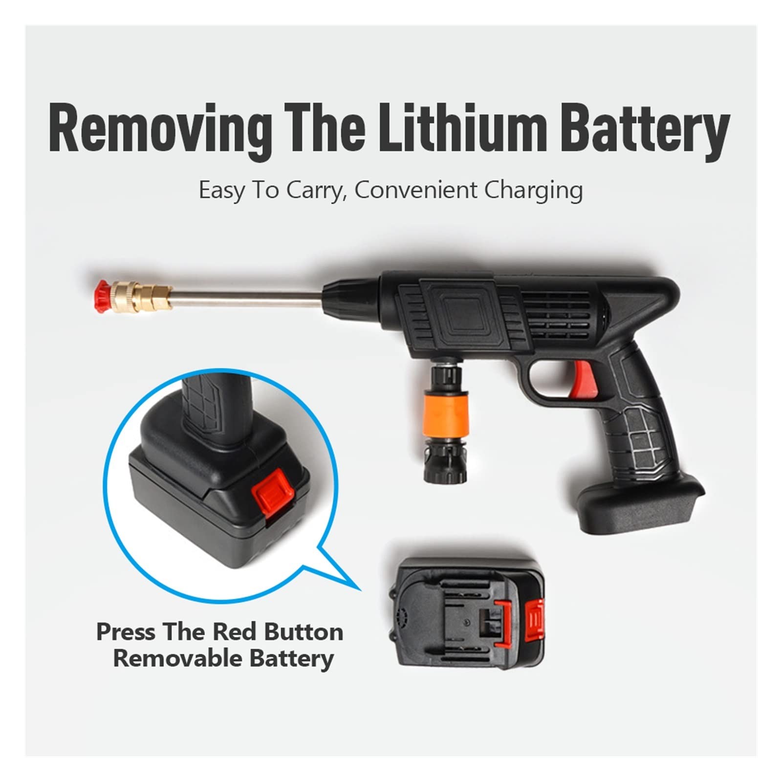 Pistola Ad Acqua Alta Pressione For Auto Elettrica Batteria Al Litio Ricaricabile For Uso Domestico Pulitore For Rondella A Spruzzo Wireless Lavatrice,Resistente alla corrosione(With 24HV Battery)