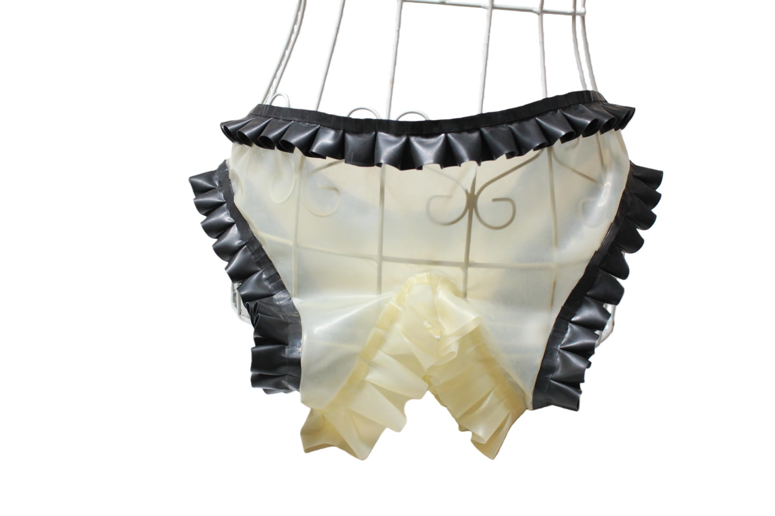 Sous-vêtements en latex naturel avec volants et nœud pour bondage, fétiche, cosplay, slip, slip, jouet sexuel