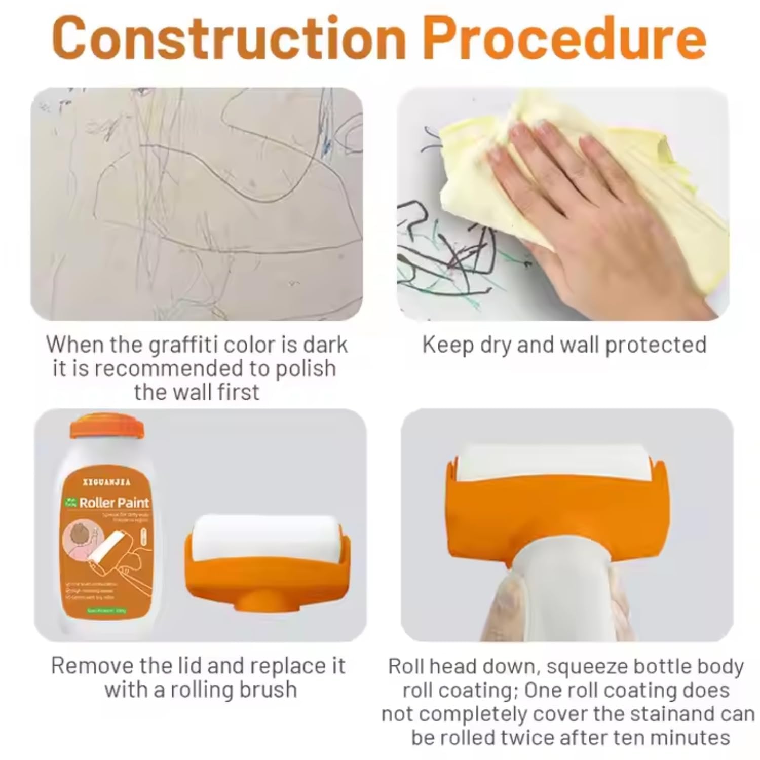 Aanahil Wall Repair Roller Paint with Built-In Roller Multifunctional Water-Based Latex Paint for Wall Cracks, Stains & Marks Easy DIY Wall Painting & Repair Tool (500g) 3