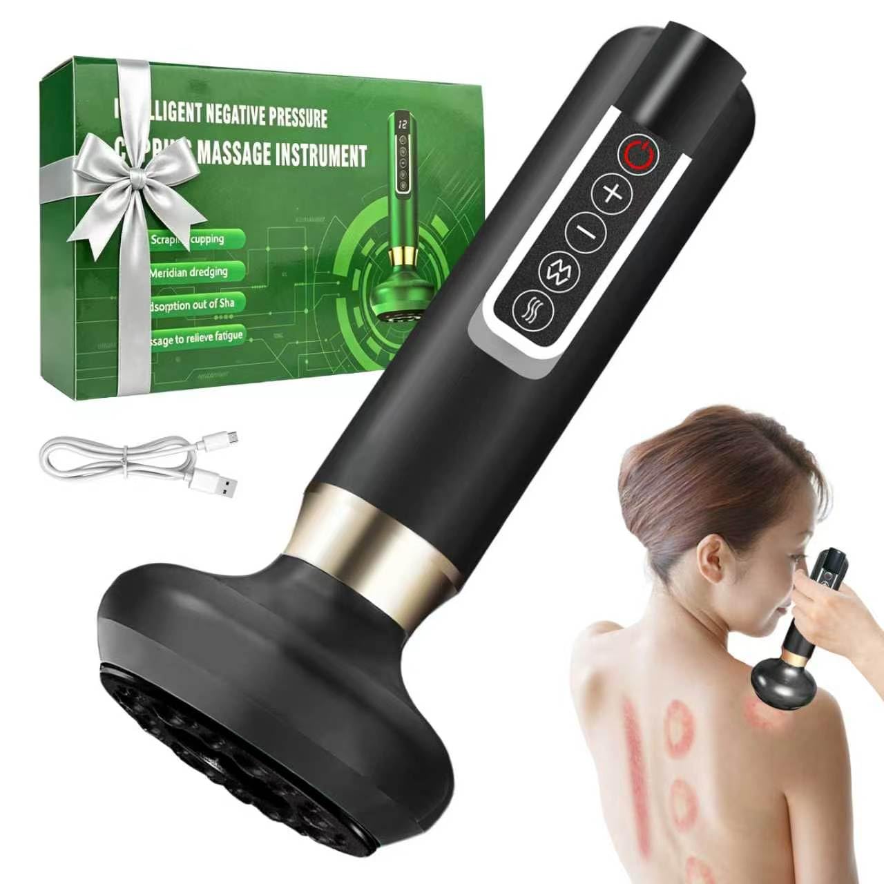 Masajeador anticelulitis, 12 programas y 4 modos, Gua Sha Dispositivo para uso doméstico, anticelulitis, potente, masajeador, ventosa, eléctrica, anticelulitis, escultura