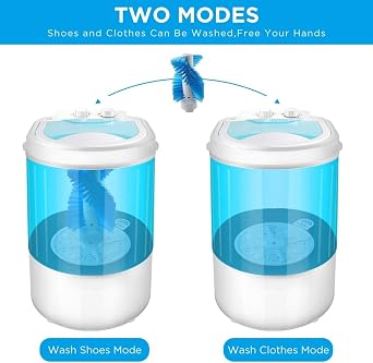 Mini Shoes Washing Machine with Spin Dryer, Electric Compact Laundry Machines Portable Durable Design Washer Energy Saving, Rotary Controller 3 in 1(Black)