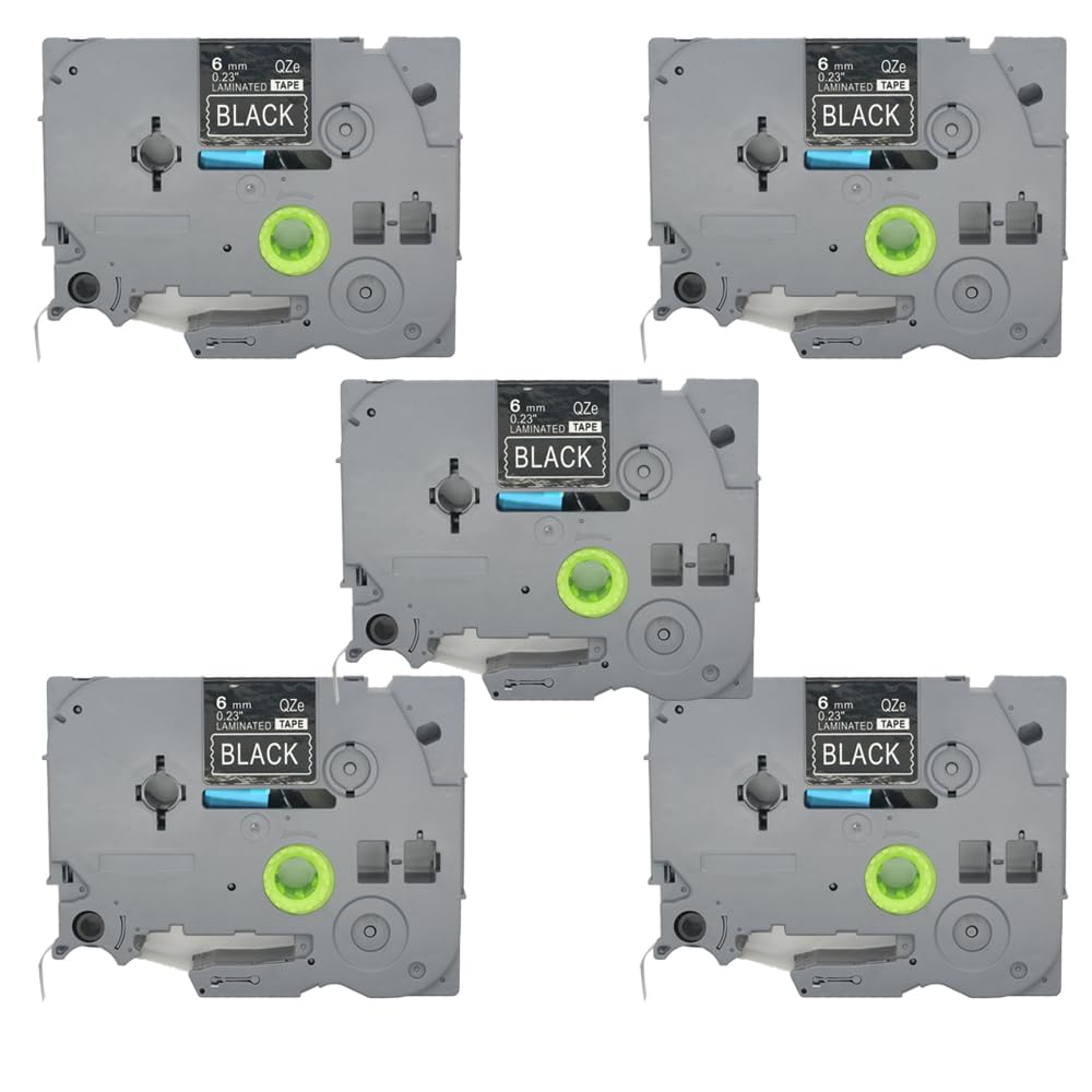 BROVACS 5 Pack White on Black Laminated Label Tape Compatible for Brother P-Touch Label Printer TZ 315 TZe 315 6mm 1/4" OPA4315x5