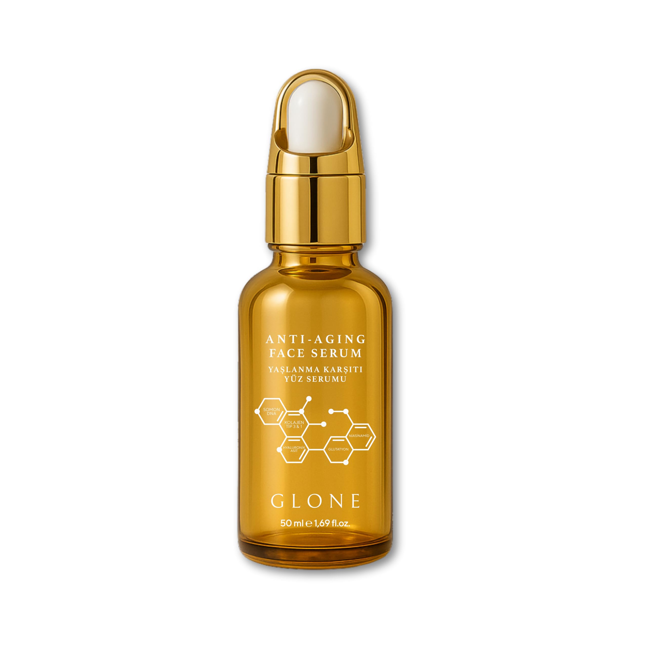 GLONE Yaşlanma Karşıtı Yüz Serumu | 50ml | Somon DNA & Kolajen | Sıkılaştırıcı ve Dolgunlaştırıcı Bakım