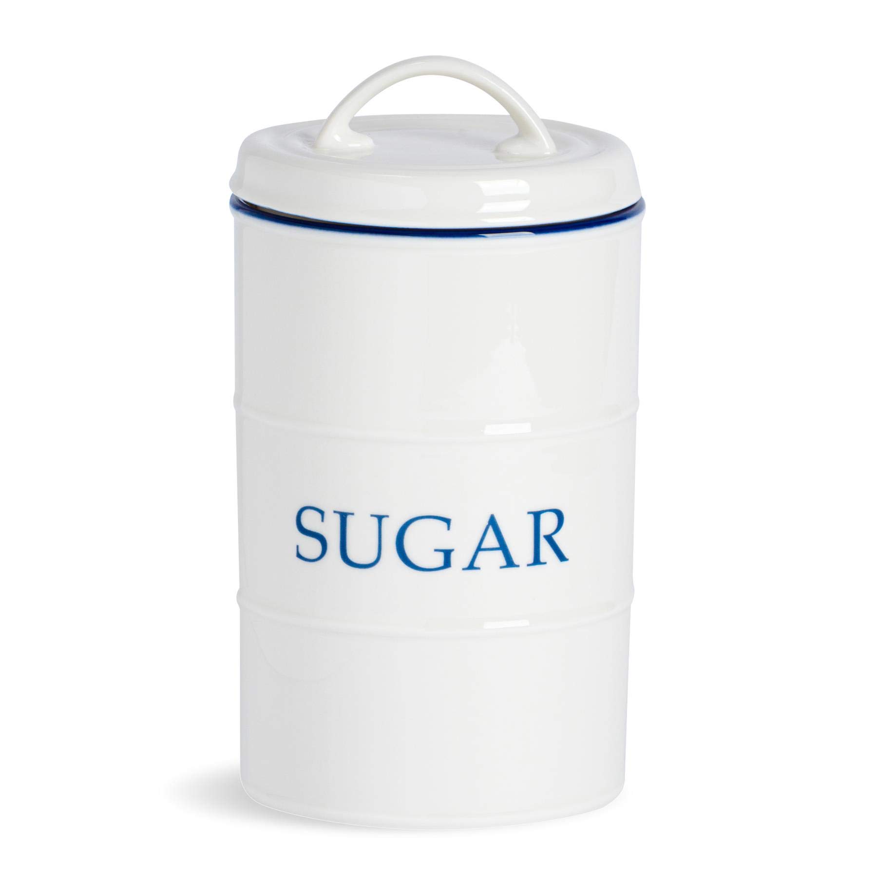 Nicola Spring White Farmhouse Sugar Canister - Porcelain Rustic Country Cottage Storage Jar With Airtight Lid For Sugar