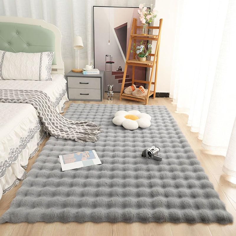 Tapis de bureau antiderapant en fausse fourrure et chemin de table peluche