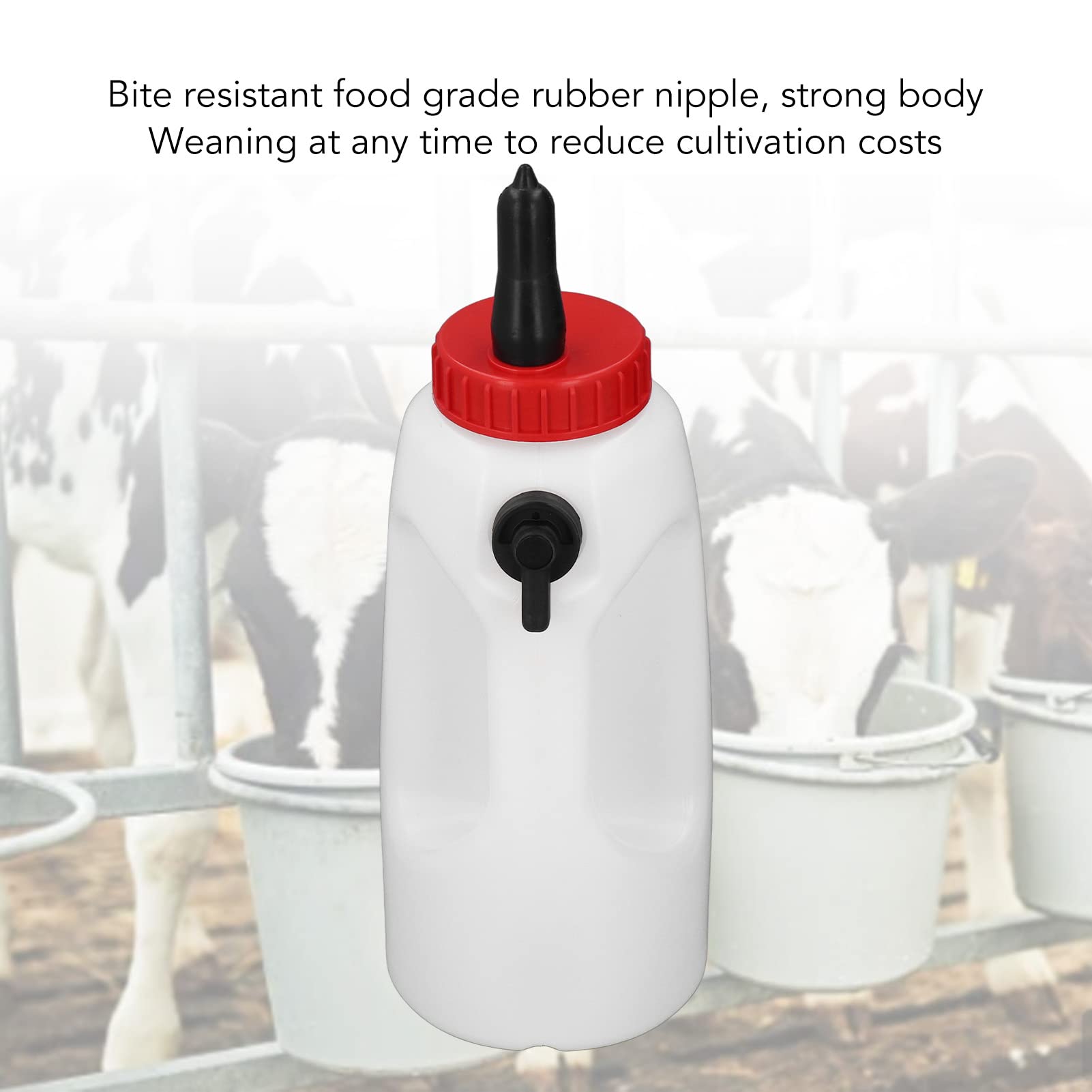 Bottiglia Per Il Latte Per Vitelli da 4 Litri con Maniglia E Valvola di Regolazione, Alimentatore Per Vitelli Neonati, Tettarella Per Alimenti, Attrezzatura Per L'alimentazione Agricola, Adatto