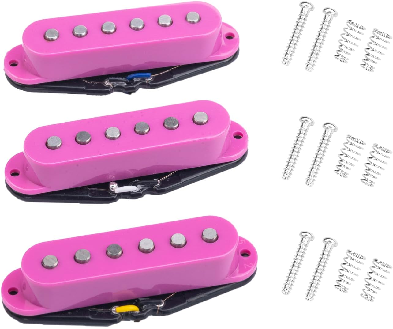 3PCS N50/M50/B52mm Alnico 5 Single Coil Pickups Flat Pole Guitar Neck/Middle/Bridge Pickup Set (Purple)