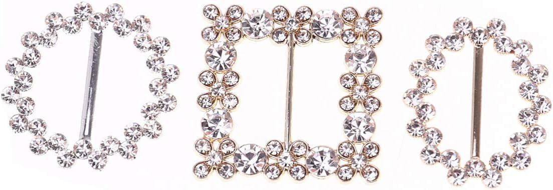 BESTOYARD Pearl Rhinestone Clothing Corner Knotted Buckle 3-Pack Decorative Buckles for T-Shirt Dress Accessories Bridal Bridesmaid 1.37X1.37 Inch