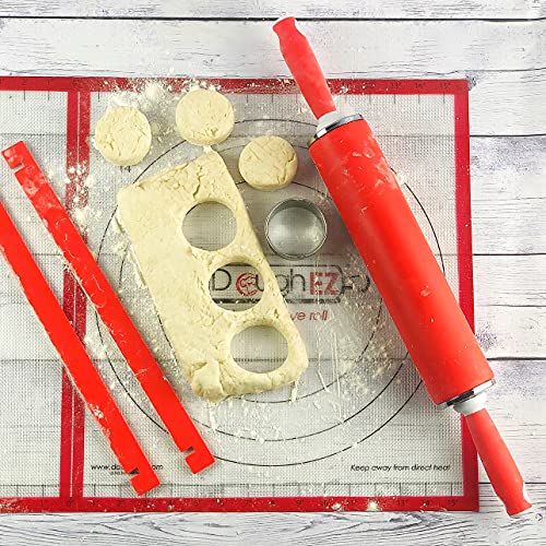 Doughez 21.5-Inch Non-Stick Silicone Rolling Pin With Contoured Handles, Dishwasher Safe, Bpa Free, Red #TOP3