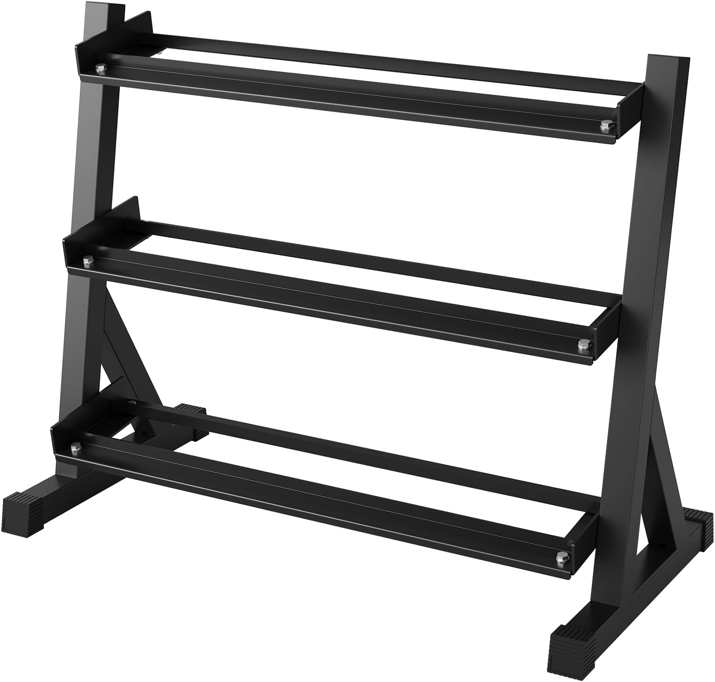 Heavy Duty 3-Tier Dumbbell Rack for Home Gym – Steel Weight Storage Stand, Angled Non-Slip Shelves, Rubber Guard, Holds 5/6 Hex Dumbbell Pairs, 480/800/1000 LB Capacity, Black