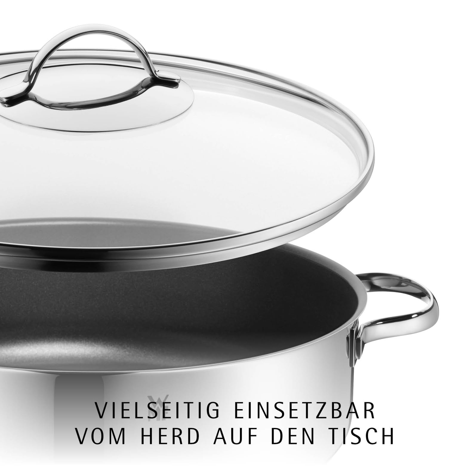 WMF Schmorpfanne 28 cm hoher Rand, Schmortopf mit Deckel 5l, Bräter Induktion, backofenfest, Antihaftbeschichtung, für alle Herdarten geeignet, tropffrei, Cromargan Edelstahl beschichtet