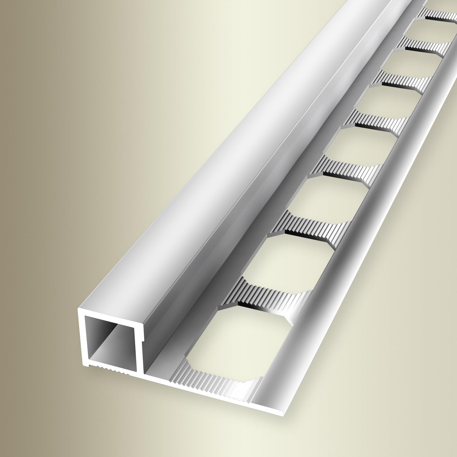 Randleistenprofil 10 x 33 x 2500 mm Einfasshöhe 10 mm Quadratprofil Aluminium Wandabschluss Geschlossen Gestanzt Metallprofil Silber Glanz Küberit