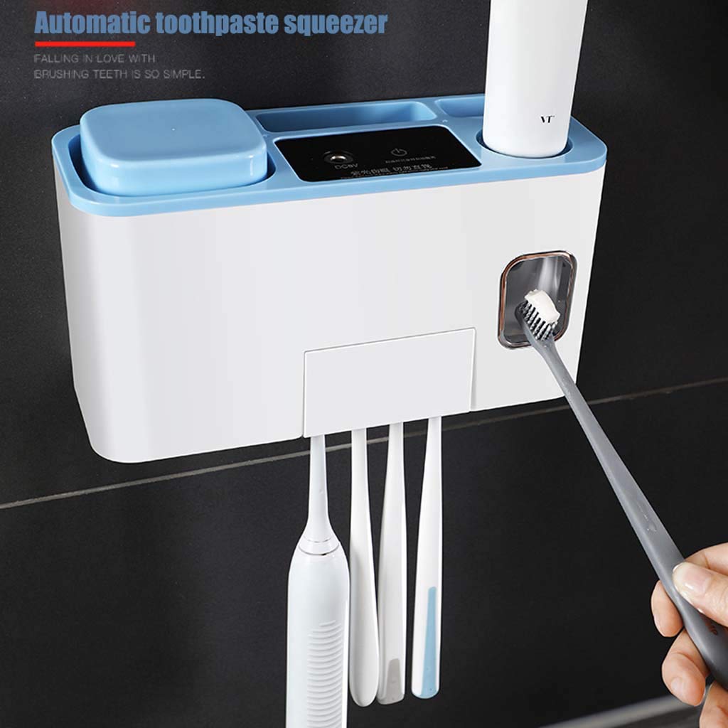 TJH Esterilizador de Cepillo de Dientes UV, Caja de Almacenamiento de electrodomésticos de Pared, Estante de Copa de Cepillo de Dientes, Almacenamiento ordenado -Sin Enchufe