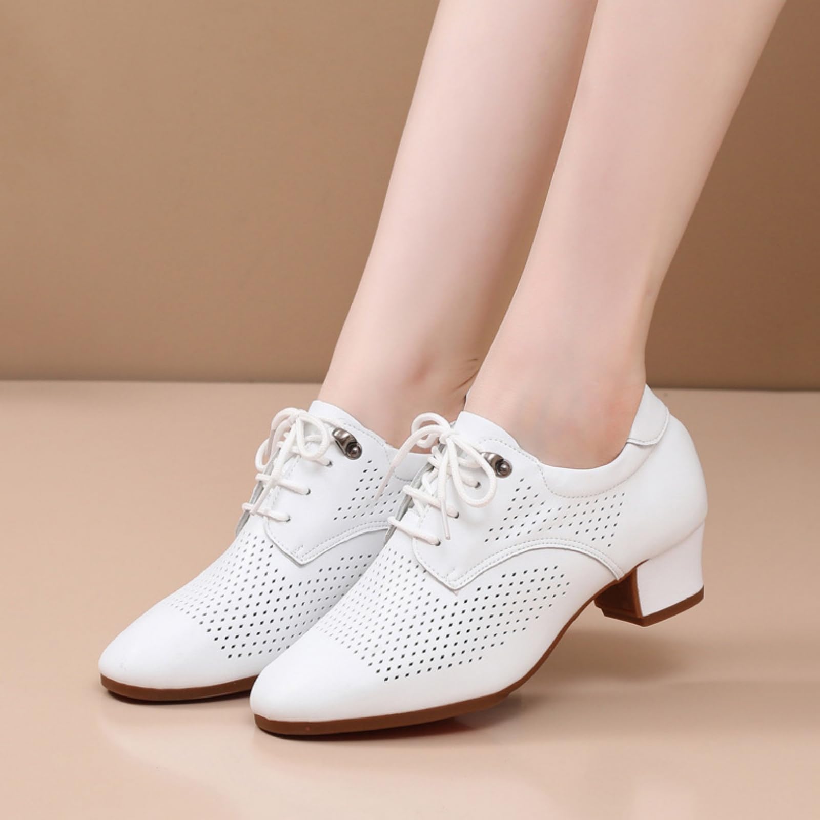 Zapatos Baile Latino Mujer Zapatos de Salsa Baile de Salón Y Tango con Cordones Transpirables para Practicar Y Bailar