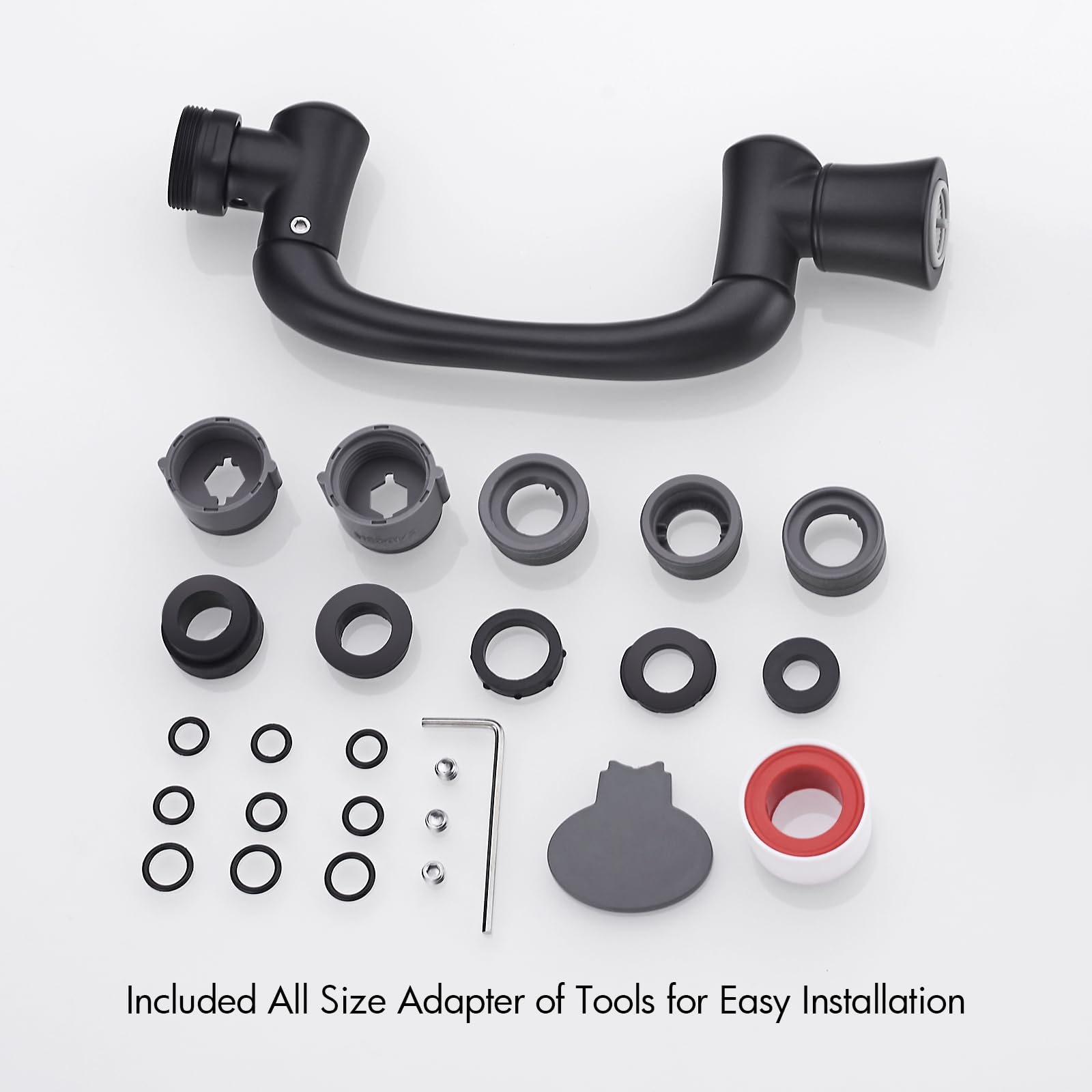 BAGNOLUX Extensor de grifo giratorio de 1080° para fregadero de baño o fregadero de cocina (negro mate1)