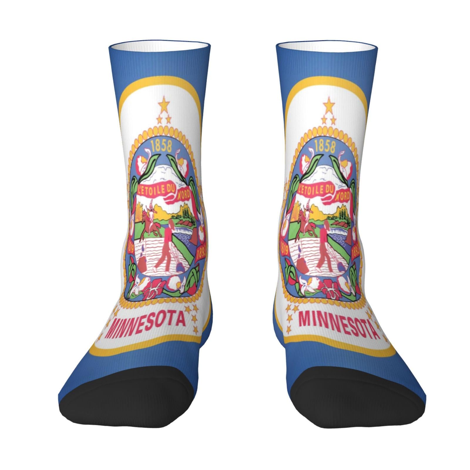 Minnesota State Flag Classic novelty Socks Moisture Wicking Athletic Medium Tube Socks for Men and Women