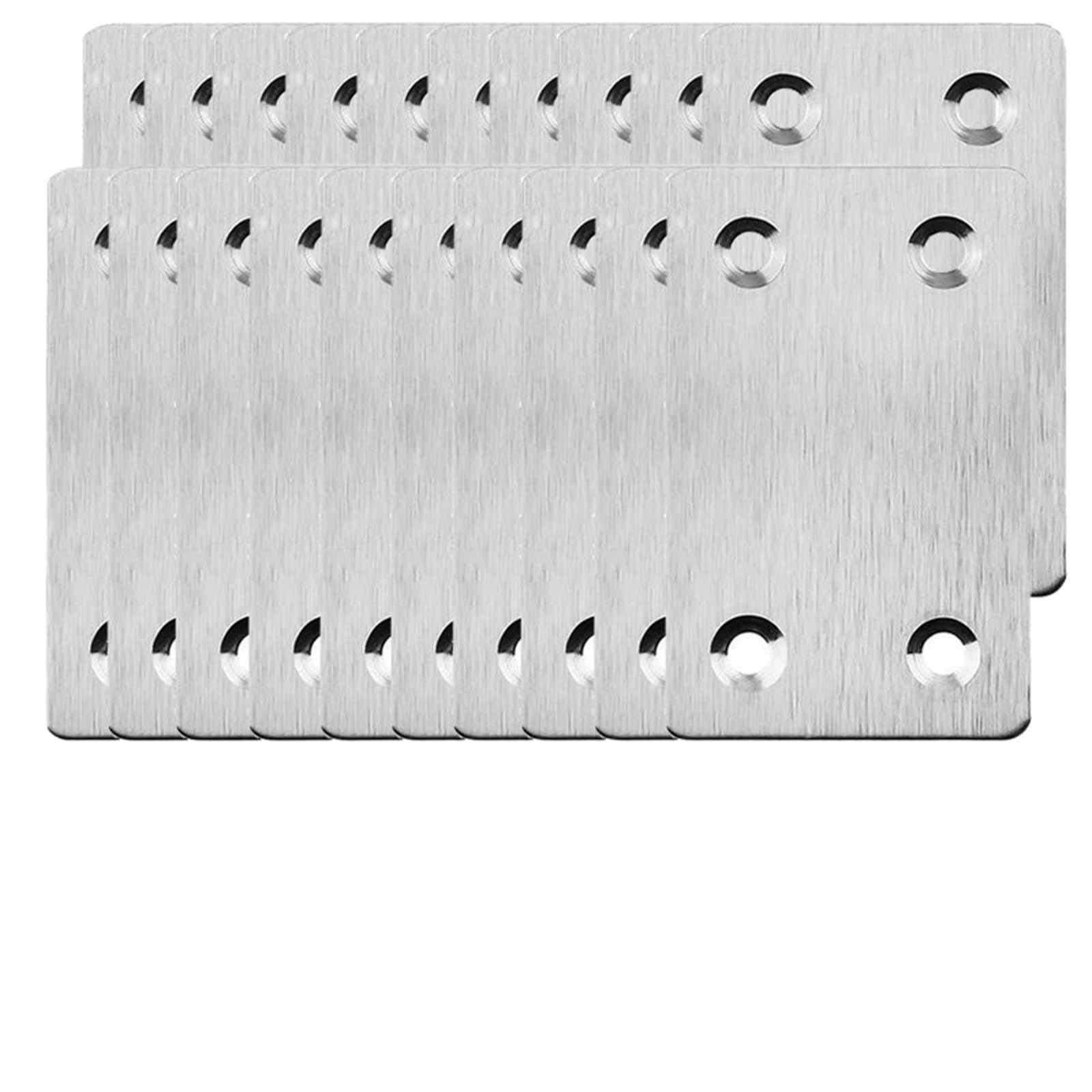 Zihdke 20 Sets 10/20Pcs Stainless Steel Flat Hinge Repair Plate Right Angle Four Hole Fixed Bracket For Wood Shelves Cbinets Home Furniture Fasteners For Repairing(20 Sets)