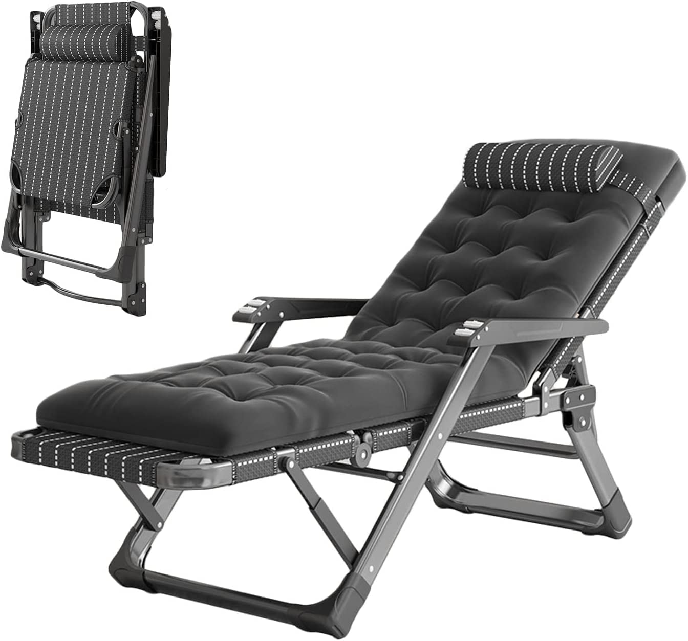 Chaise Longue Pliante de Jardin : Fauteuil inclinable 15 positions avec oreiller