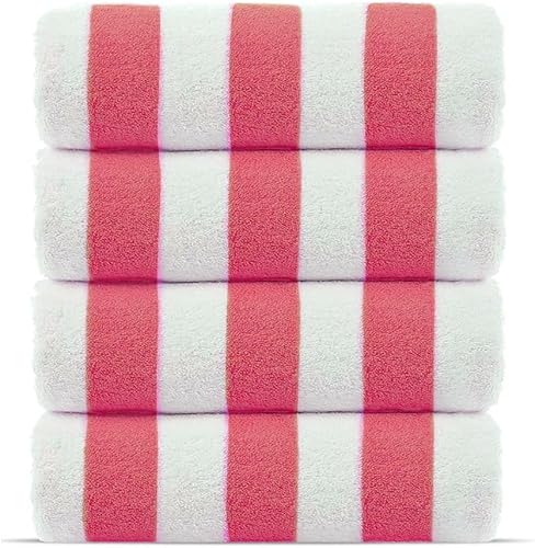 Toalla de playa Toallas de playa 100% algodón a rayas Cabana de 60 x 30 pulgadas Secado rápido, paquete de 4 toallas de baño grandes para playa,