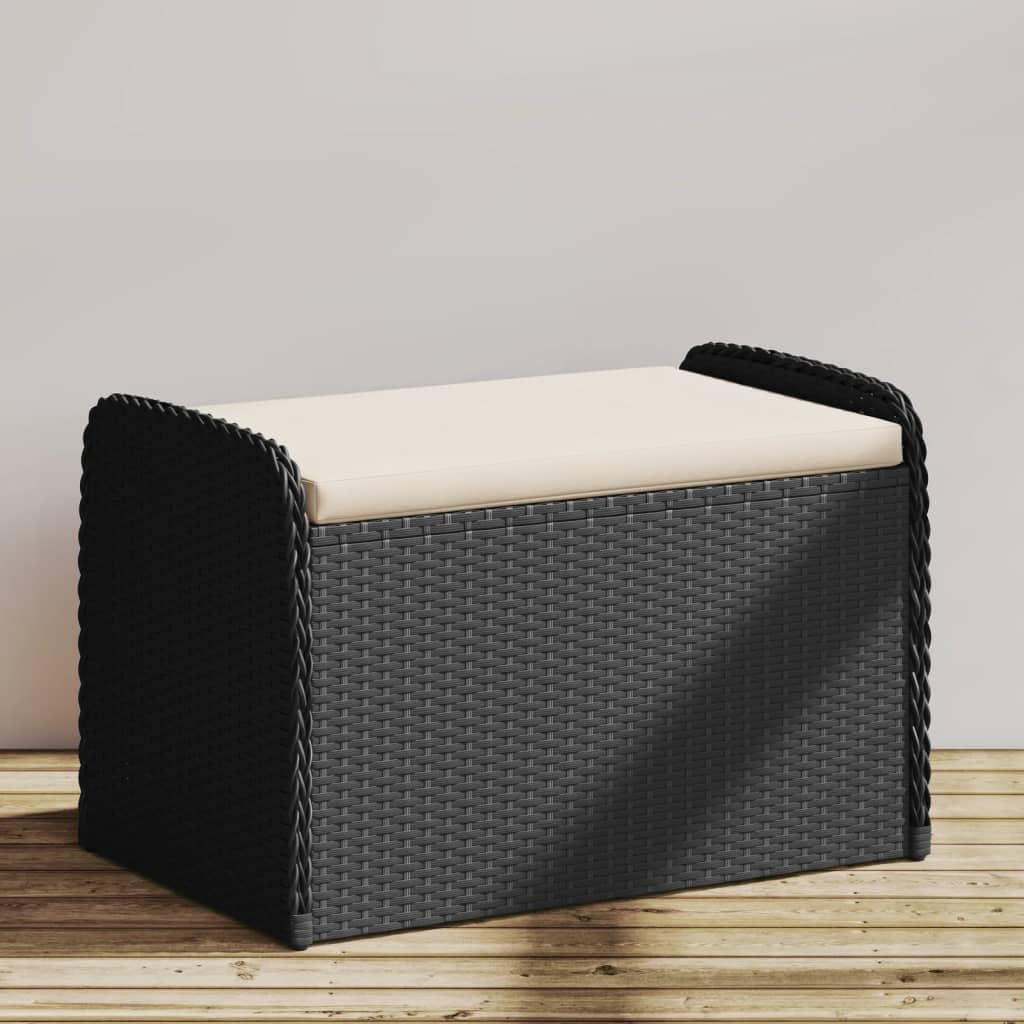 Patio Benches Storage Bench with Cushion Black 31.5"x20.1"x20.5" Poly Rattan,Outdoor Storage Bench with WaterResistant Bag and Comfortable Cushion for Patio and Garden Outdoor Furniture & Accessories