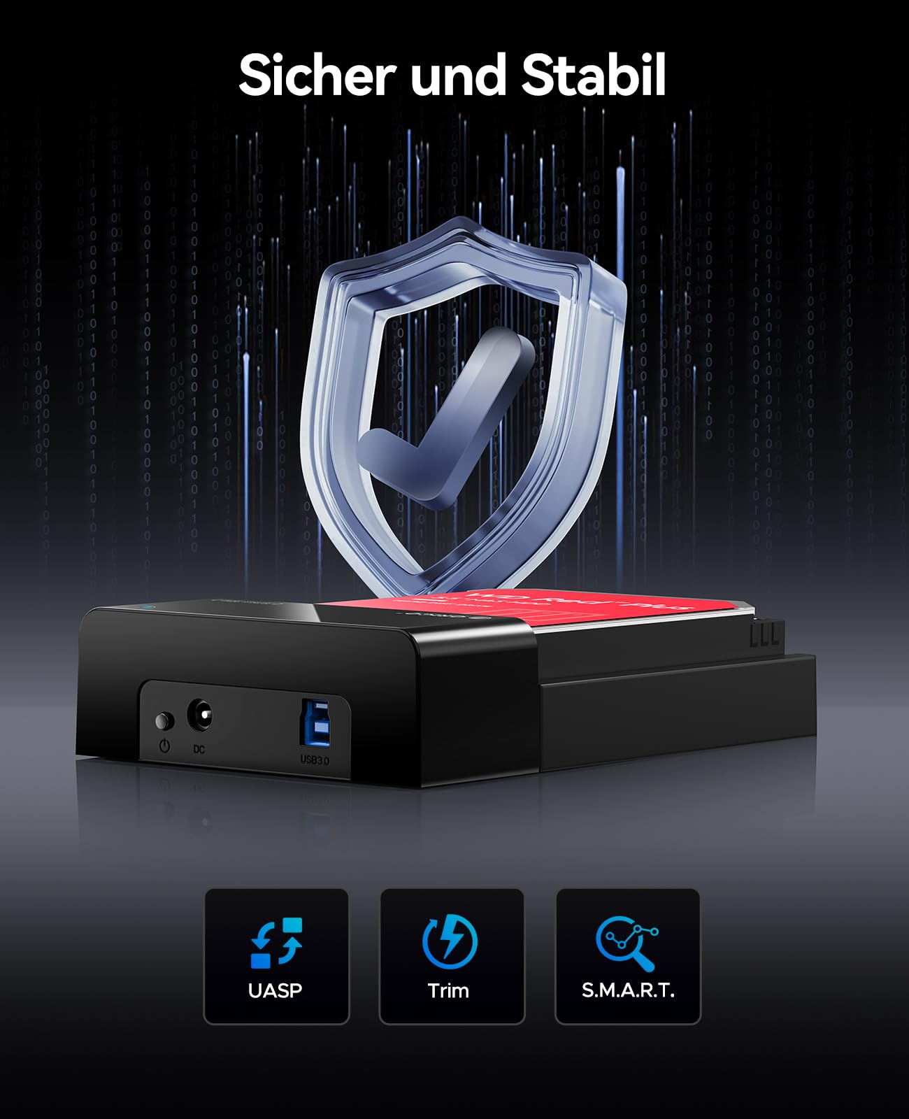 ORICO Station d'accueil Externe USB 3.0 SATA pour Disques Durs SATA 2,5/3,5 Pouces, Station d'accueil pour Disques durs 5 Gbps avec Une Capacité Maximale de 24 to [Prend en Charge UASP]