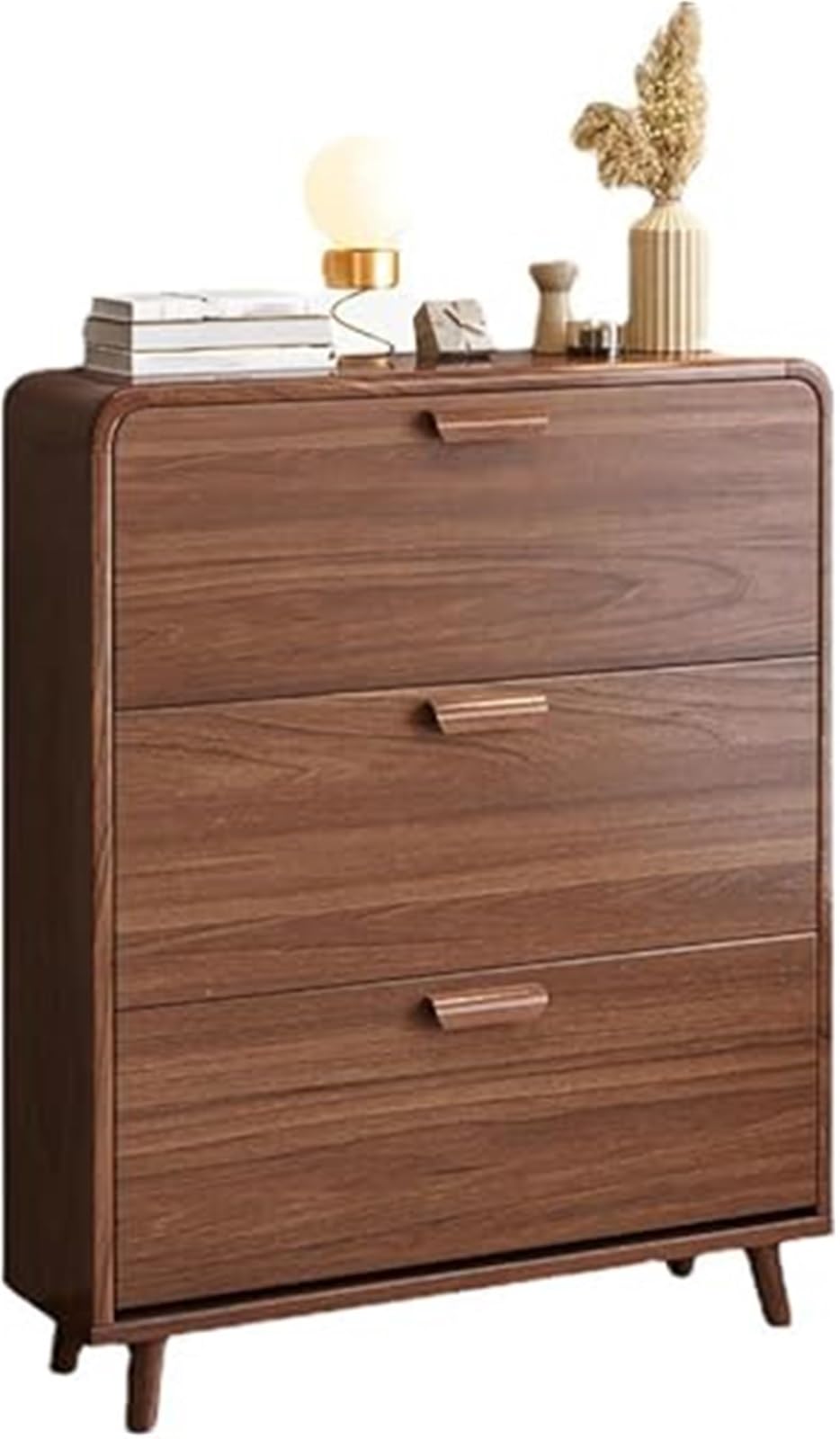 IvyLoutish Wooden Shoe Storage Cabinet Pull Down Hallways Shoe Rack Cupboards Narrow Shoes Organiser Slim Shoes Cabinet Furniture Wood Unit for Entryway Living Room,Ideal for Home