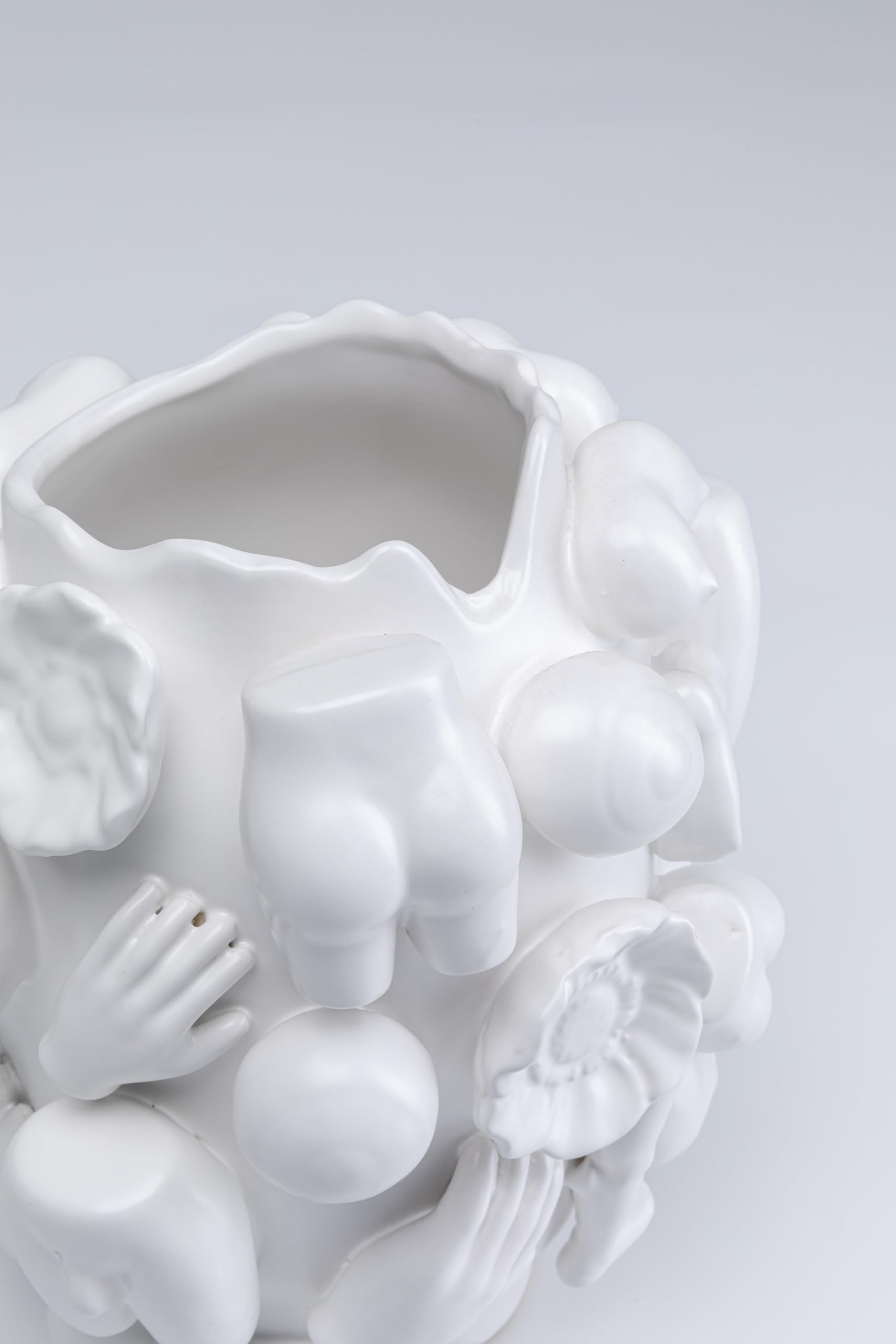 Kare Vaso di design Body Part, bianco, decorativo, vaso di fiori, in ceramica, fatto a mano, unico, 25 cm (H)
