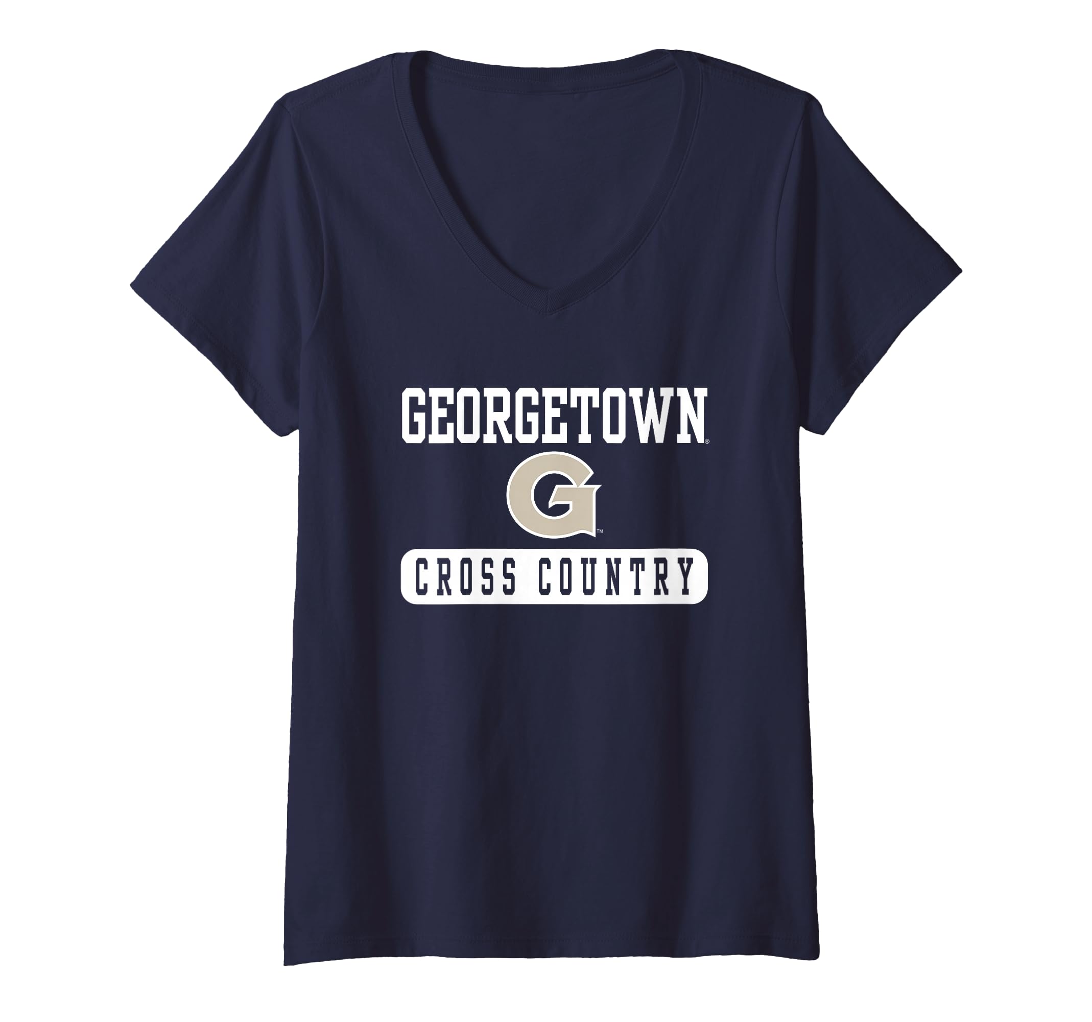 Womens Georgetown Hoyas Cross Country Navy Officially Licensed V-Neck T-Shirt