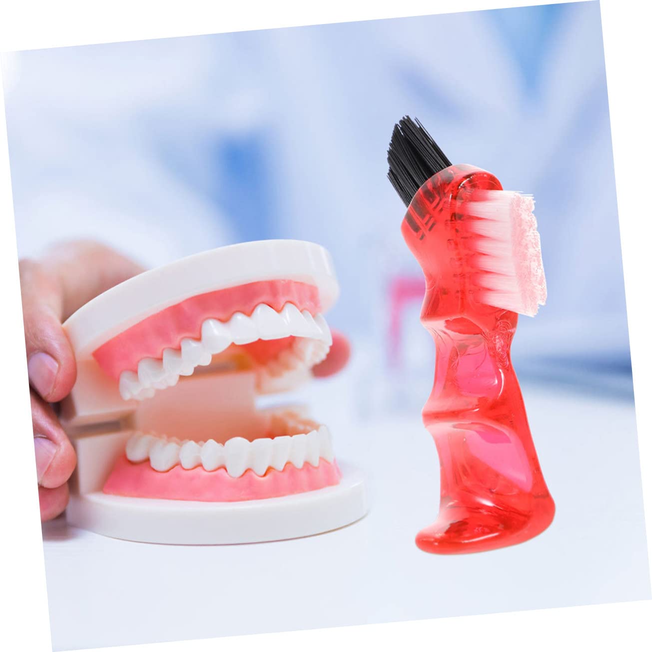 Anneome Spazzolino per Protesi Dentaria Piccolo Set 3 Pezzi Colori Miscelati, Multifunzionale per Pulizia Portatile Doppia Testa, Igiene Orale Domestica per Dentiera Pratica