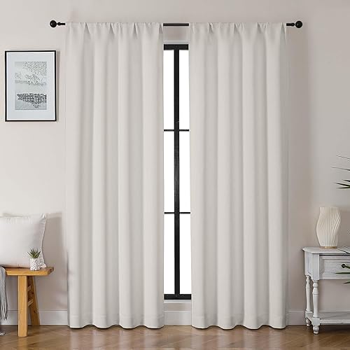 Miniatura 85 de Gwine - Cortinas opacas negras para dormitorio de 84 pulgadas de largo, juego de 2 paneles, cortinas sólidas reductoras de ruido con aislamiento
