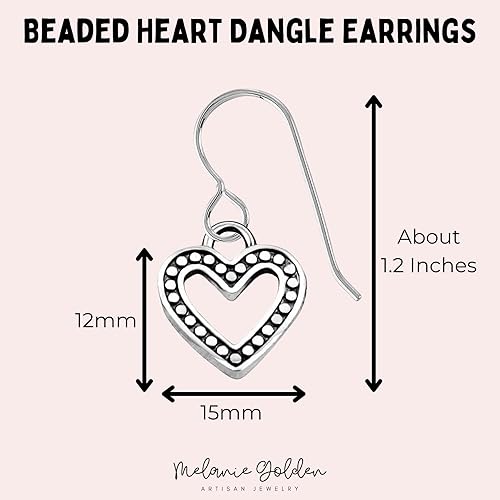 Miniatura 3 de Heart Dangle Earrings  Love Drop Earrings for Women and Girls  Gift for Her  Valentines Jewelry  Multiple Styles Available (Small Beaded Heart