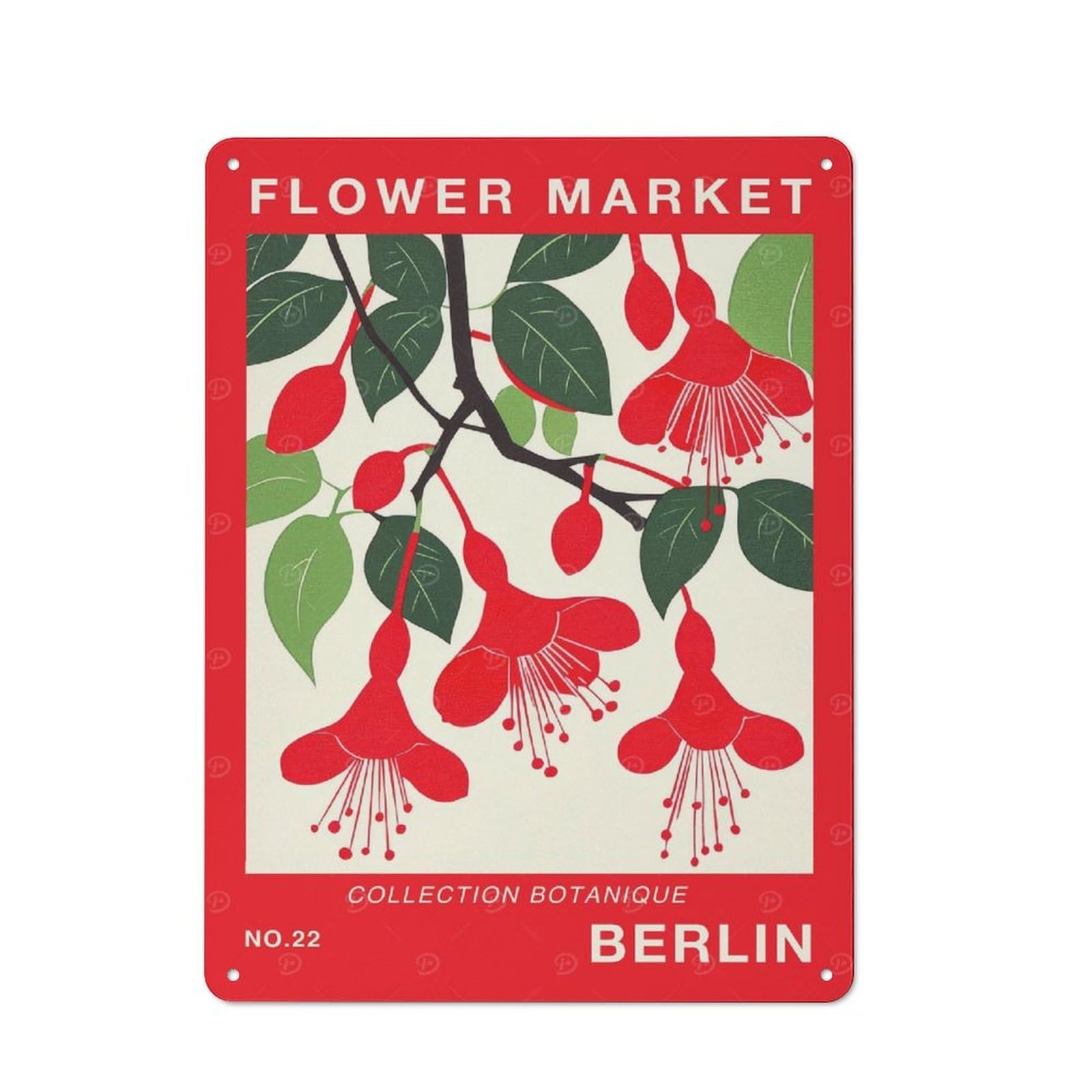 Junmoney Style-14 Classic Berlin Flower Market Poster Metal Wall Sign 40X30cm, Pub Wall Decor For Diner, Restaurant, Shed Or Kitchen