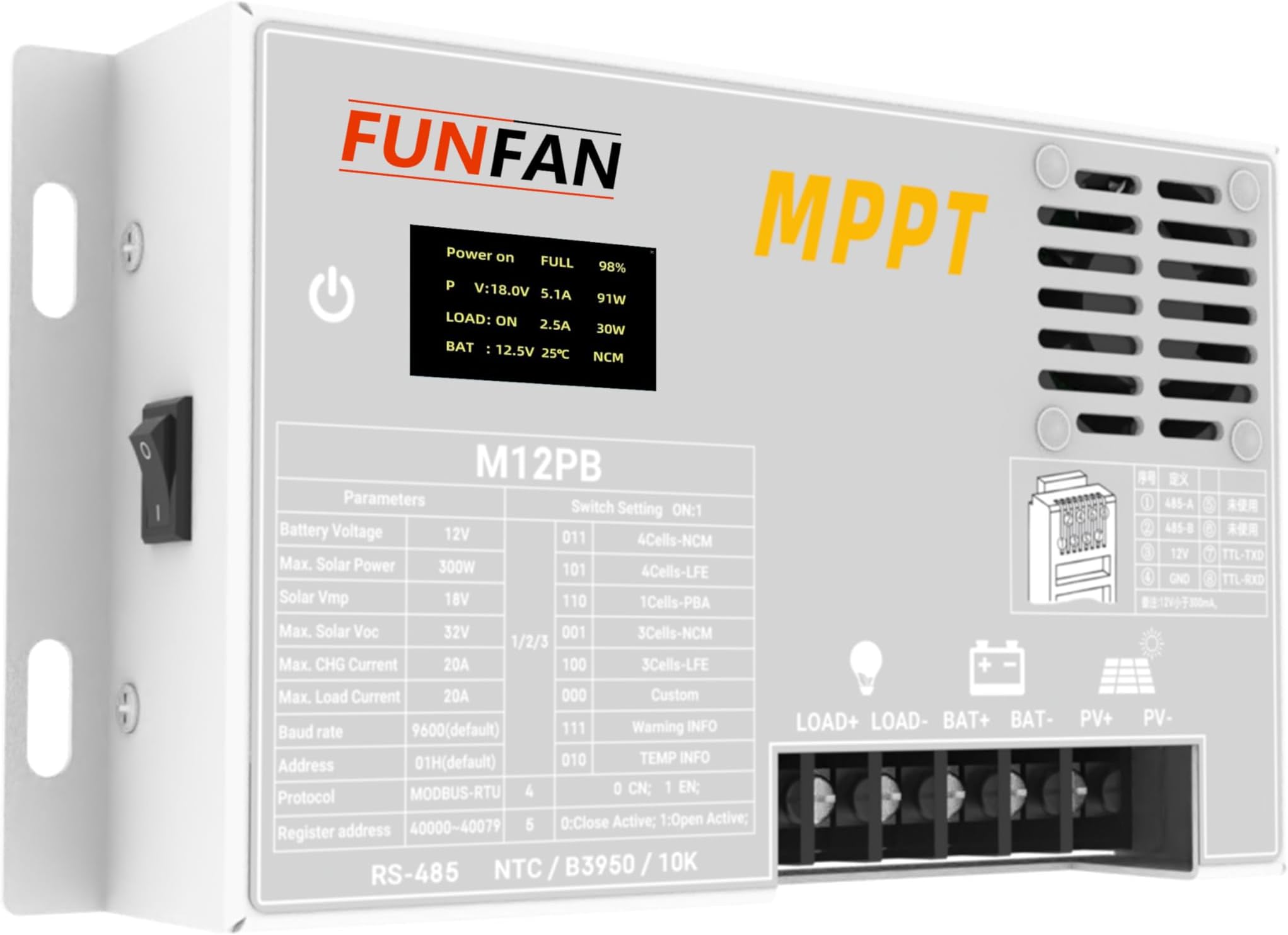 - Solar Charge Controller 12v, 20A MPPT Charge Controller with Bluetooth, Solar Panels Controllers for Lead-Acid Battery, Adjustable OLED Display
