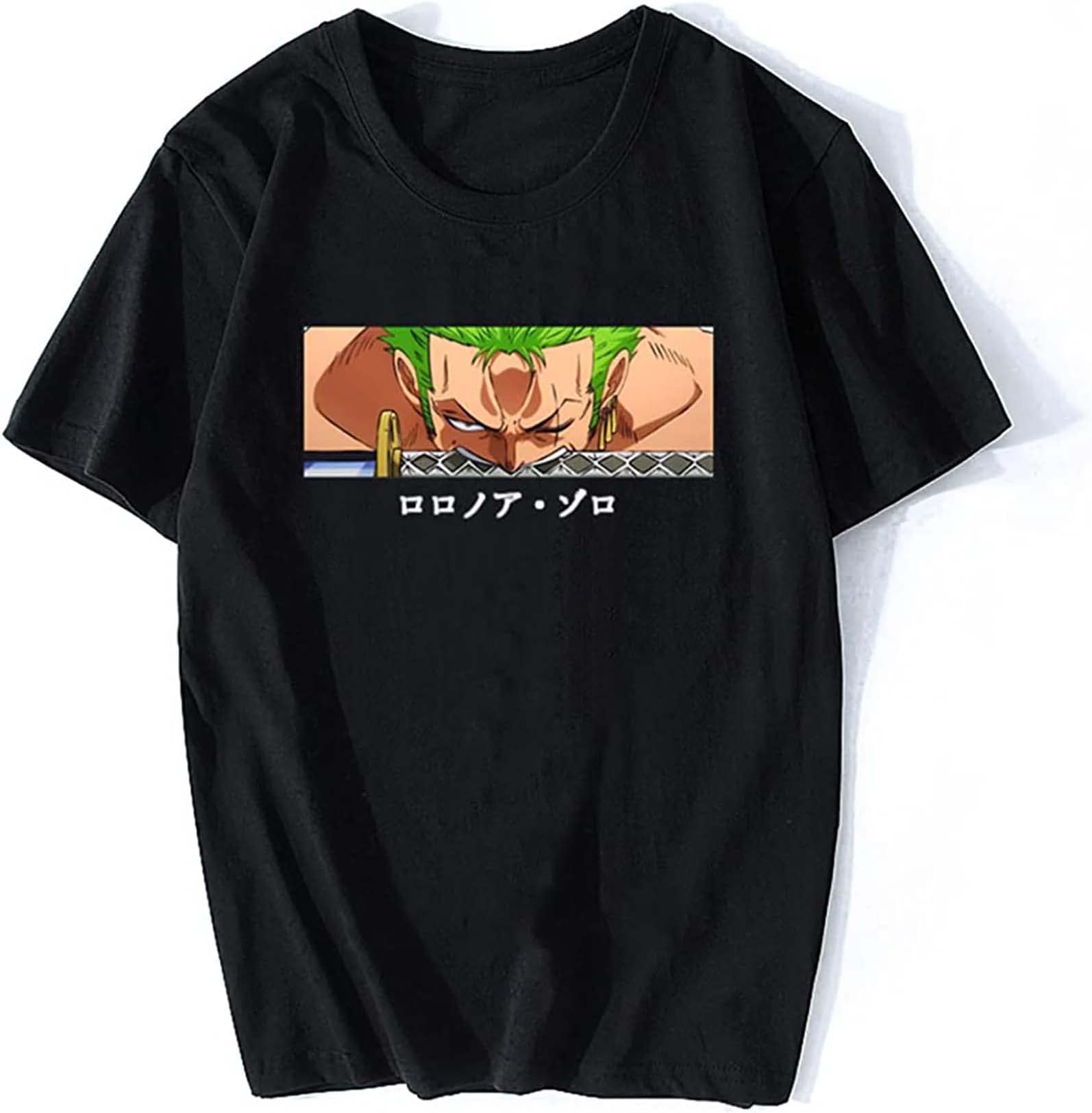 Roronoa Zoro Print T-Shirt Men Japanese Men Cotton t-Shirt Fashion Loose Casual Tshirt Men Tops Streetwear Harajuku Black