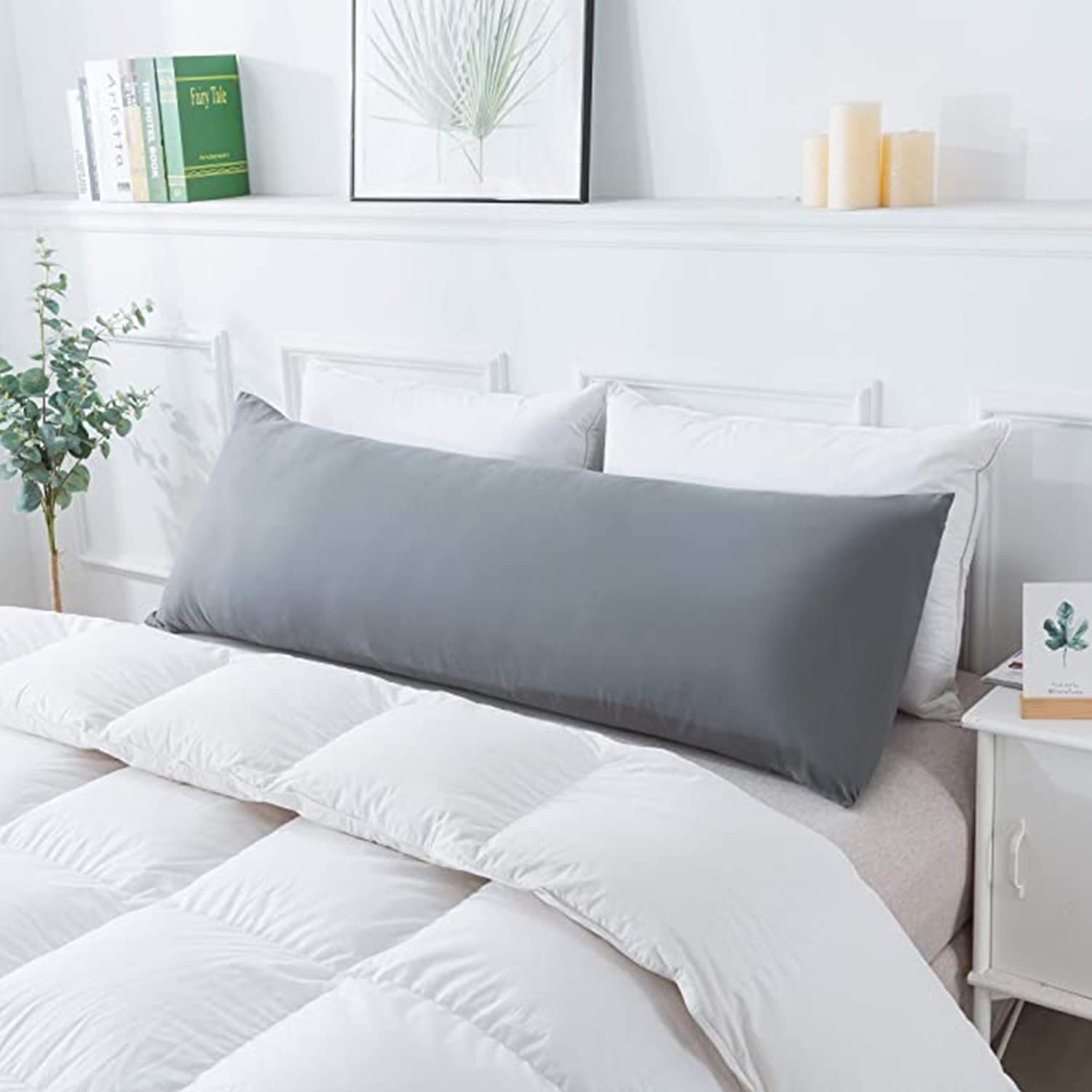 Sleepsia Full Body Pillow |Long Velvet Pillow for Sleeping 53LX18WX4.5H | Ultra Soft Fiber Bed Pillows for Side and Back Sleepers with Removable Washable Cover with Zipper, (Grey) (B09ZF7JS8S) Amazon Price History, Amazon Price Tracker
