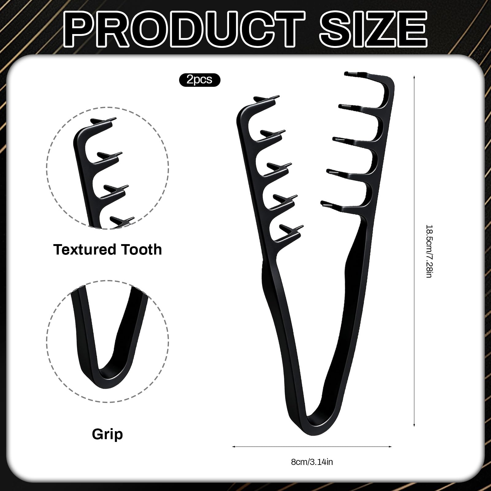 2 Piezas Peine Texturizador Hombre,Peine Pelo Rizado,Peine de Dientes Anchos,Herramienta para dar Volumen a las Raíces,Accesorio De Estilizado Para Raíces y Flequillo,para Uso de Peluquería