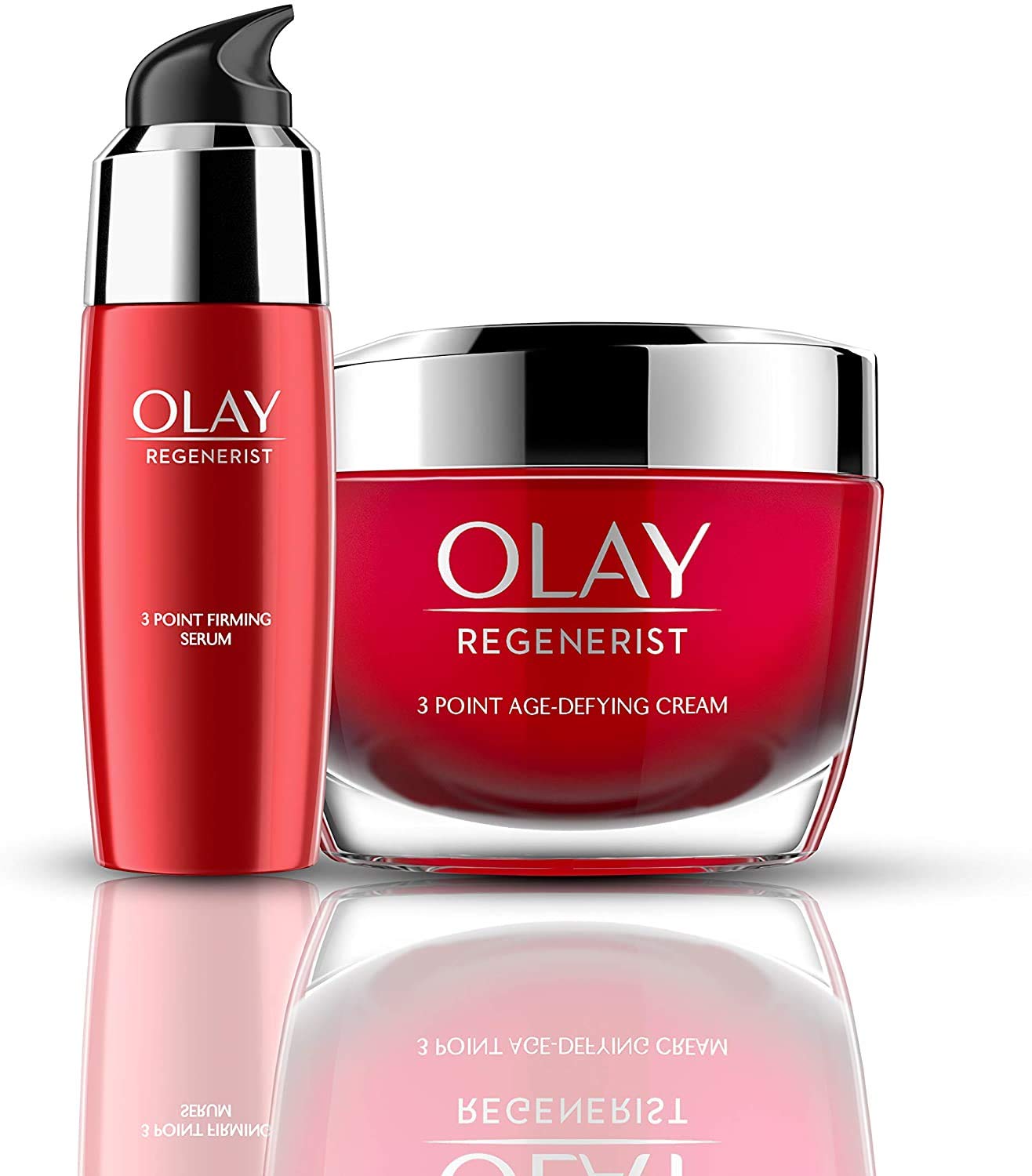 Olay Regenerist Favourites Set, Anti Ageing Super Firming Serum and Firming Anti Ageing Face Cream Moisturiser with Hyalur...