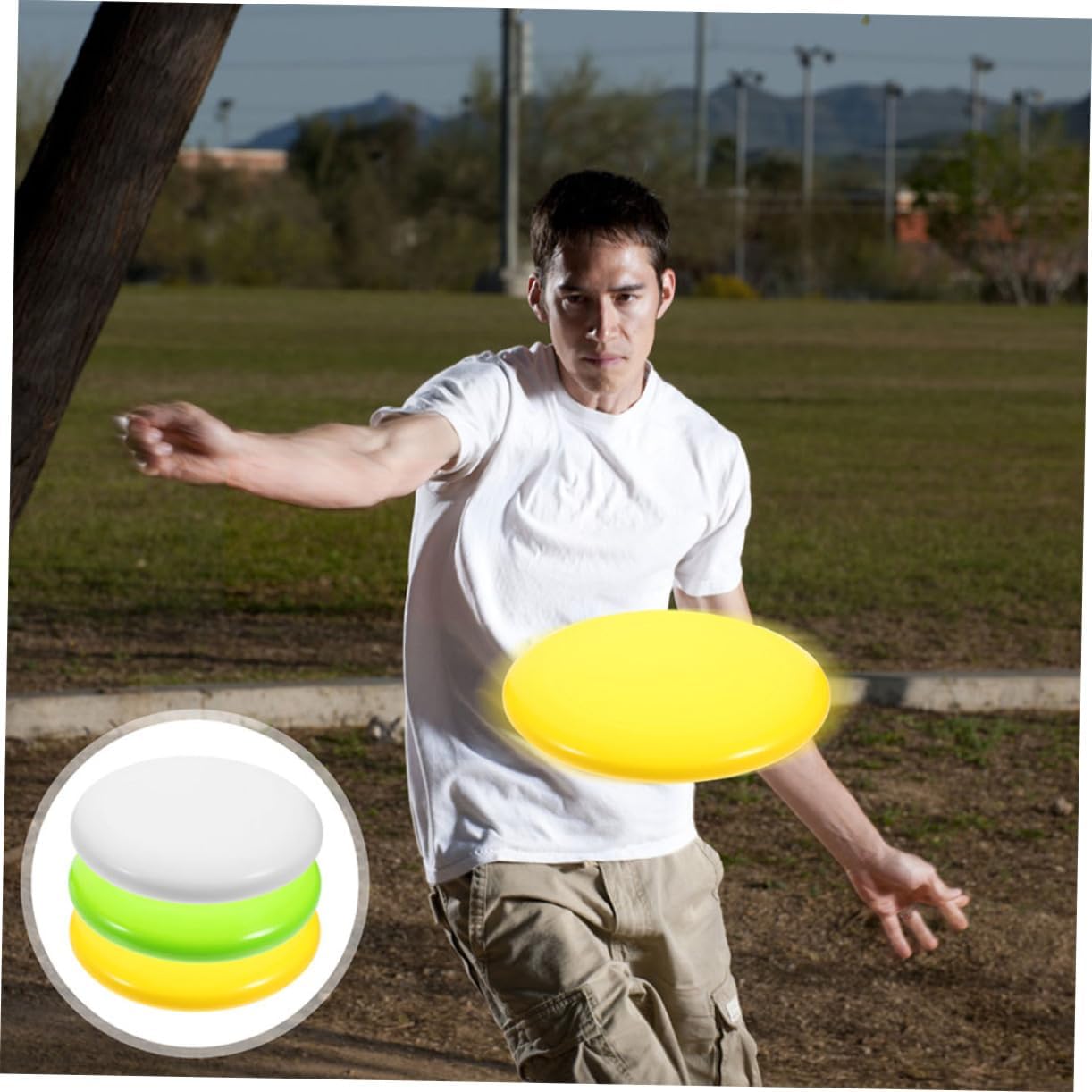 BESPORTBLE 6pcs Disc Golf Discs Durable Pe Material Mini Markers White Yellow Green Beginners and Casual Players Fun Outdoor Activity