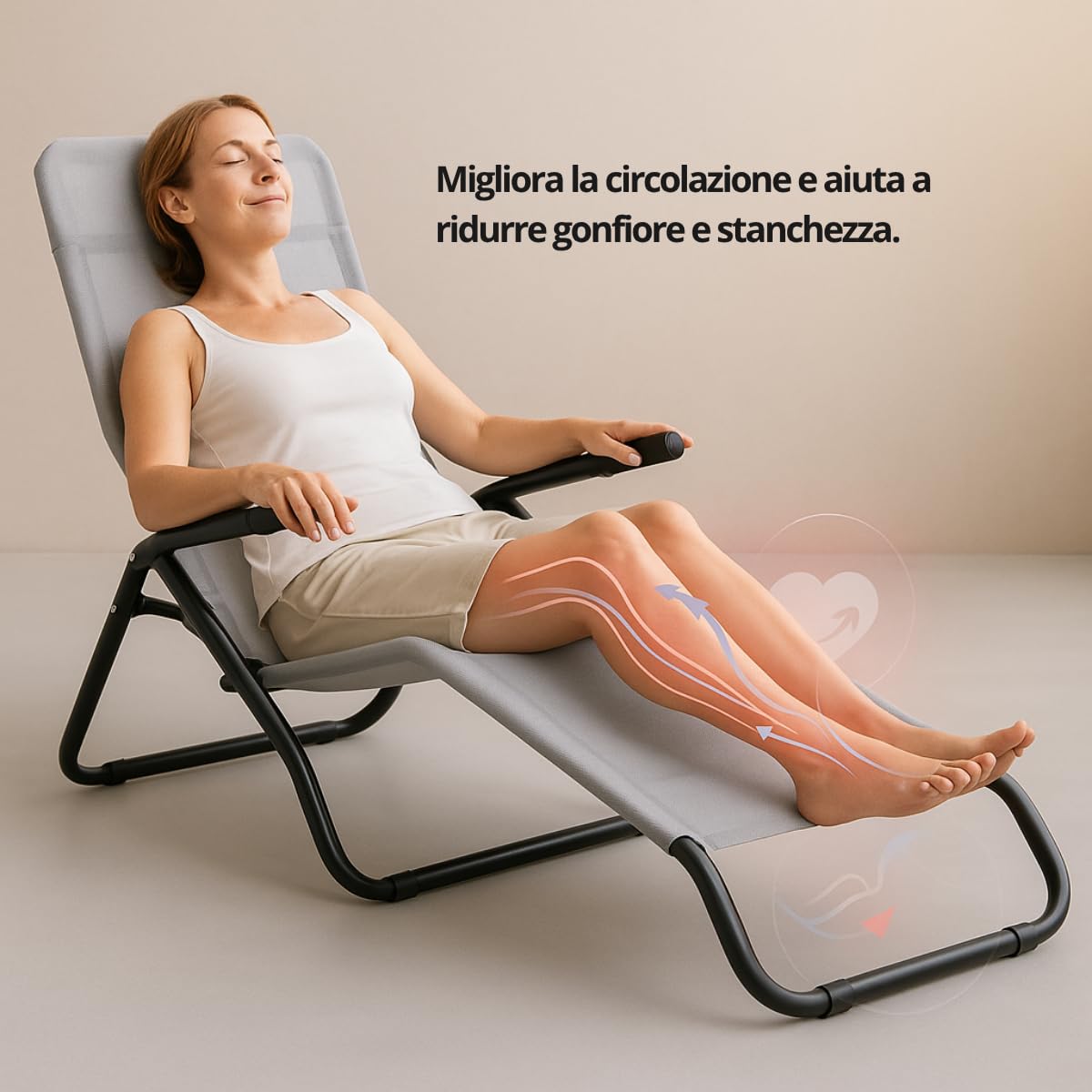 Tomaino -Lettino Reclinabile Da giardino, Migliora Circolazione Del Sangue - Sdraio Basculante Prendi Sole Per Esterno Terrazzo Relax Piscina (grigio)