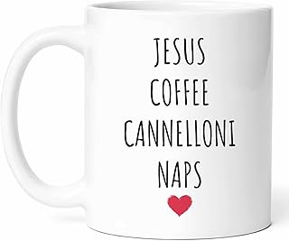 Jesus Coffee Cannelloni Mug - Italian Cup - Pasta Funny Gift From - Dish Tea Mugs - Food Cups - 11 Oz Ceramic Gifts For Birthday, Him, Her, Night, Culinary, Chef