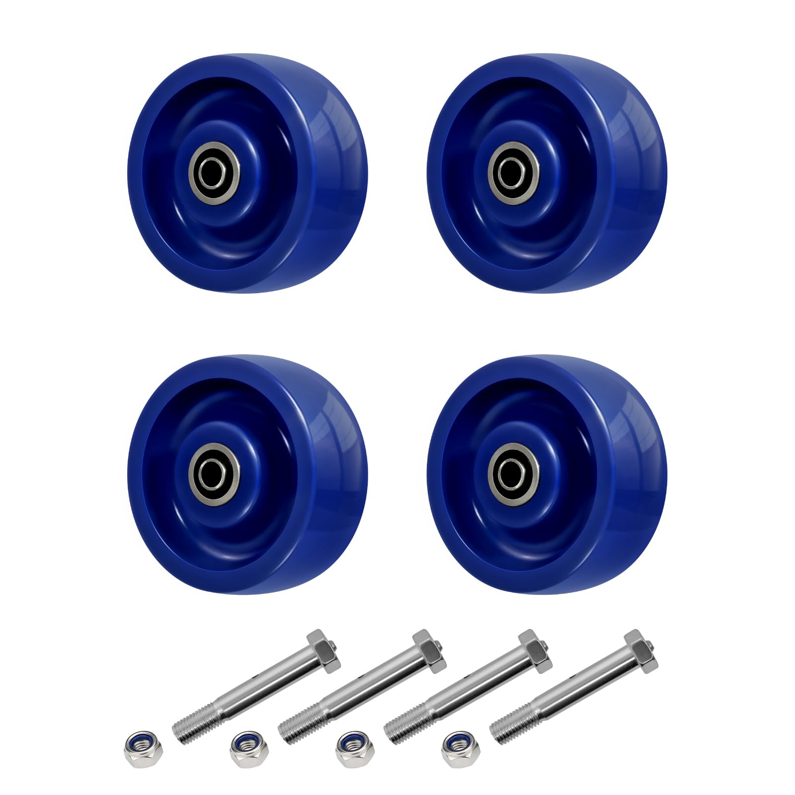 Smerigliatrice di ricambio per ruote da 12,7 cm, in poliuretano solido blu, resistente ai rifiuti, resistente ai rifiuti, capacità 362,9 kg, cuscinetti-foro da 1/2" (confezione da 4)