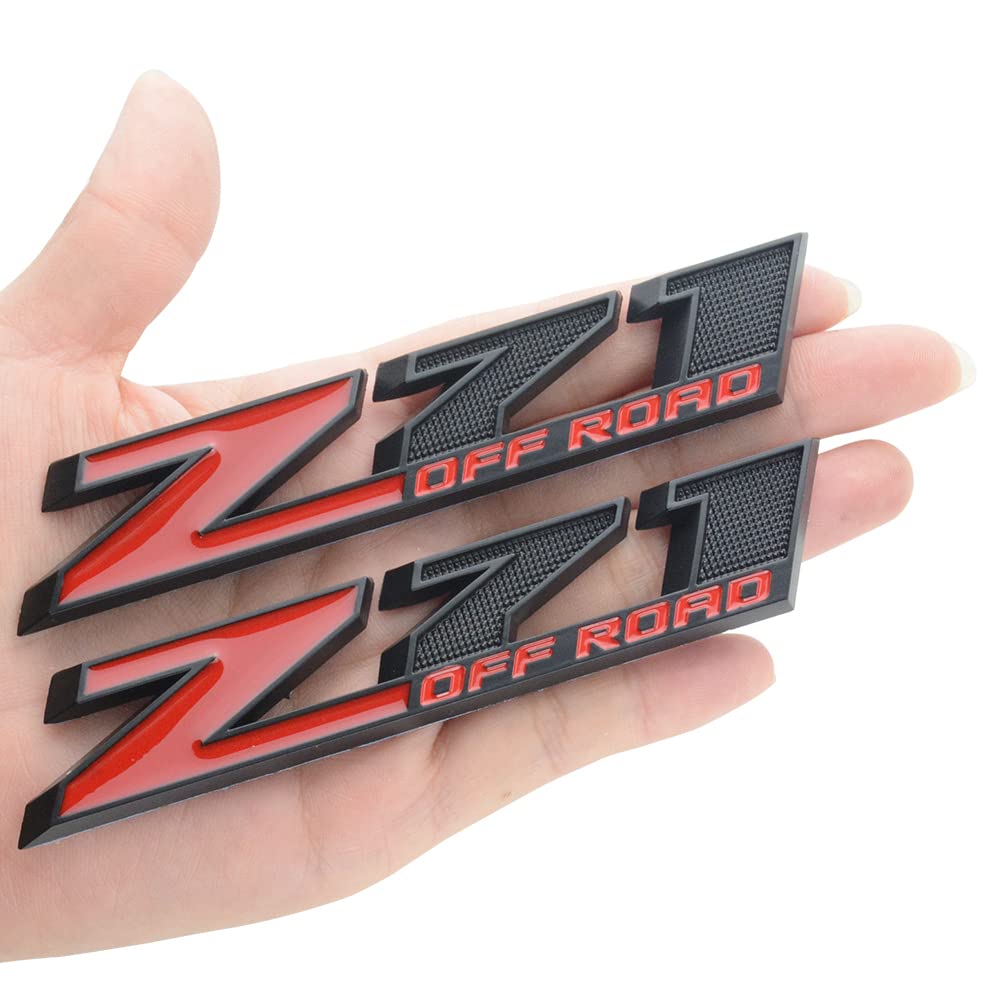 dgea 5in 2Pcs Z71 Off-Road Rear Trunk Emblem Door Fender Sport Badge Fit for Chevy (Red Black)