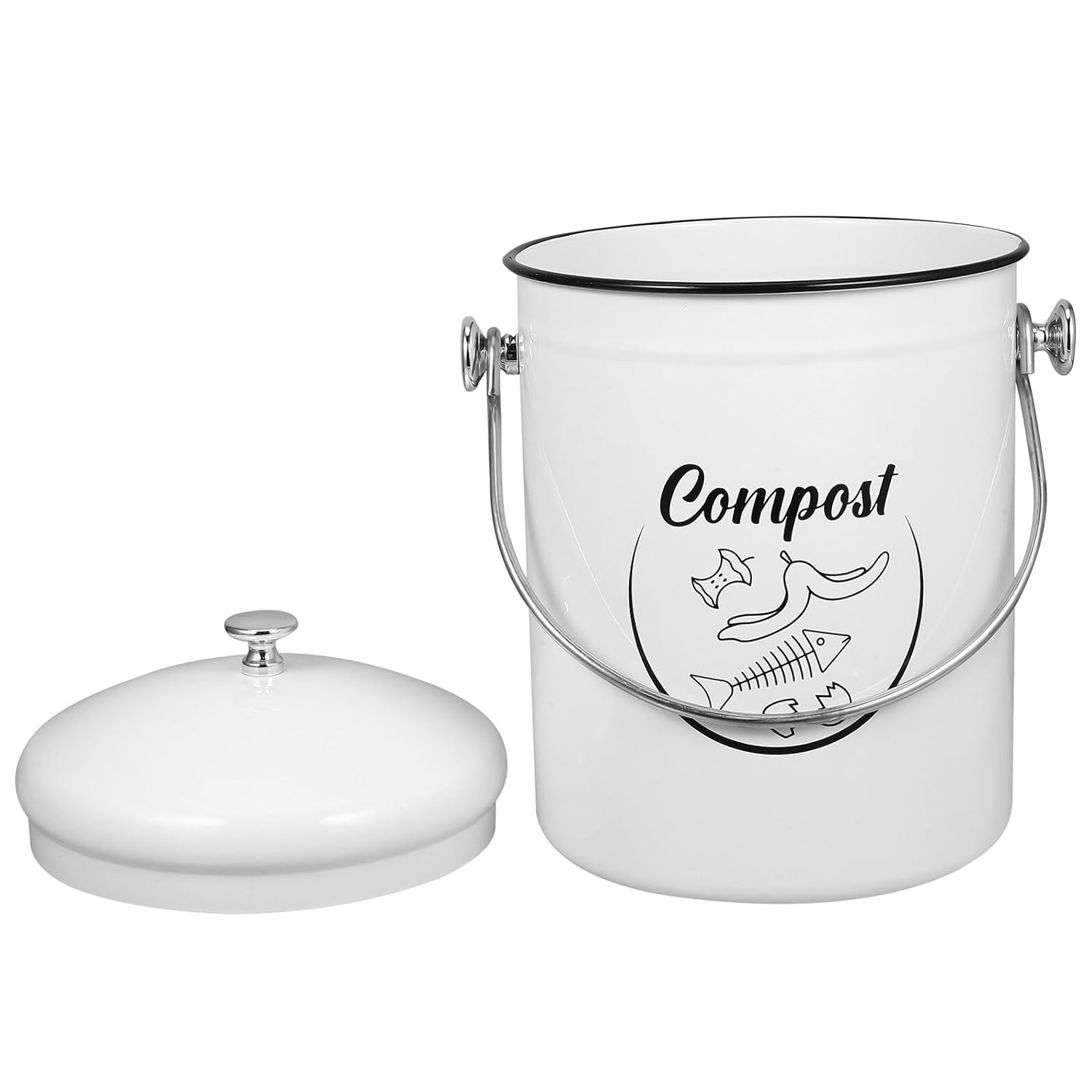 Large Capacity Kitchen Compost Bin with Lid Recyclable Iron Food Waste Container for Countertop Odor-Sealing Trash Can for Household Kitchen Waste Management