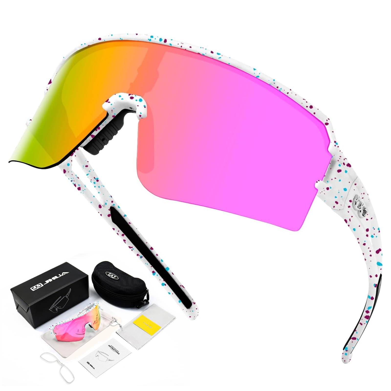 FMY Polarised Cycling Glasses, UV400 Sports Sunglasses for Men Women, Ideal for Running Fishing Baseball Outdoor Sports