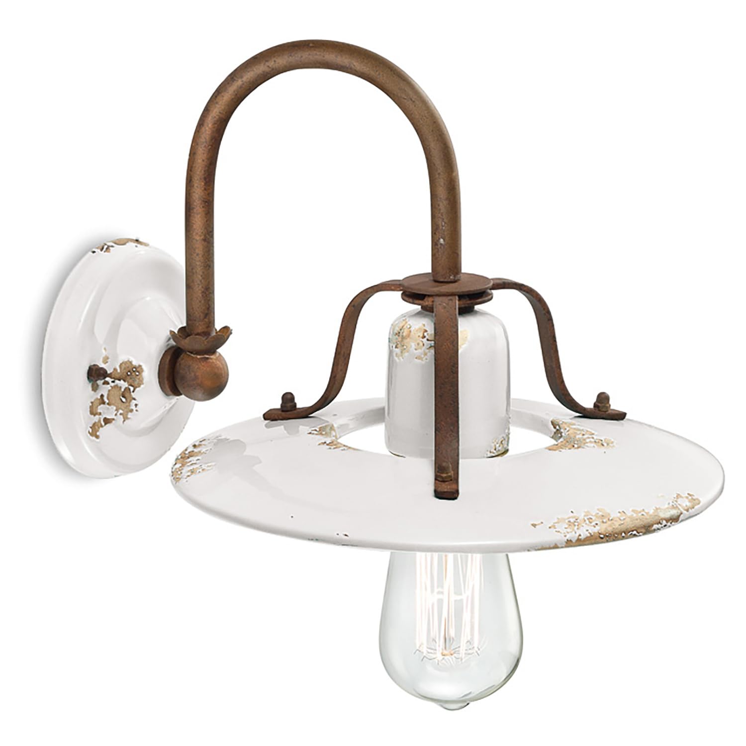 Aplique Country Ferroluce Retrò blanco E27 para iluminación de pared 4
