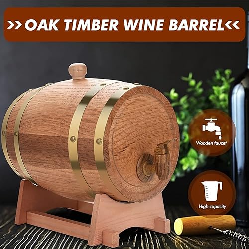 Miniatura 3 de GOTOTOP Barriles de roble de 3 litros, dispensador de vino de madera de roble vintage para almacenar whisky, cerveza, vino, bourbon, tequila, ron