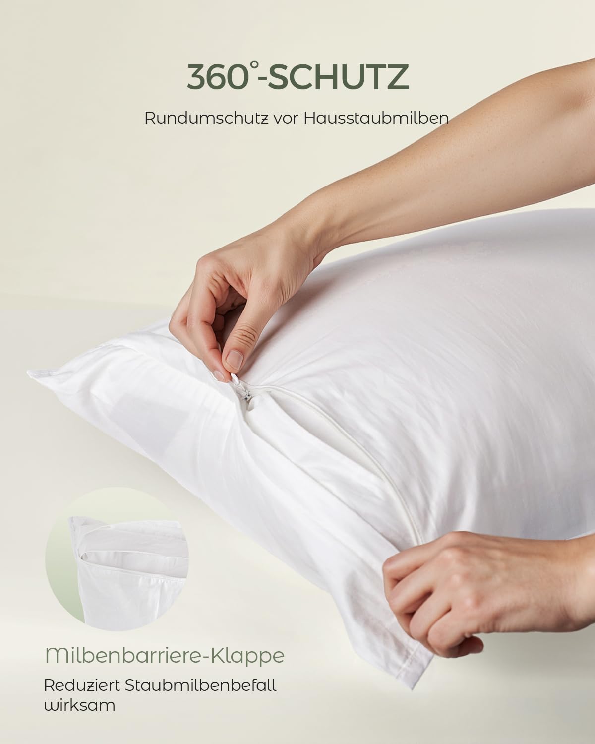 FAUNNA Milbendichte Kissenbezüge 50 x 80 cm, 6er-Set, Weiß, 100% Baumwolle