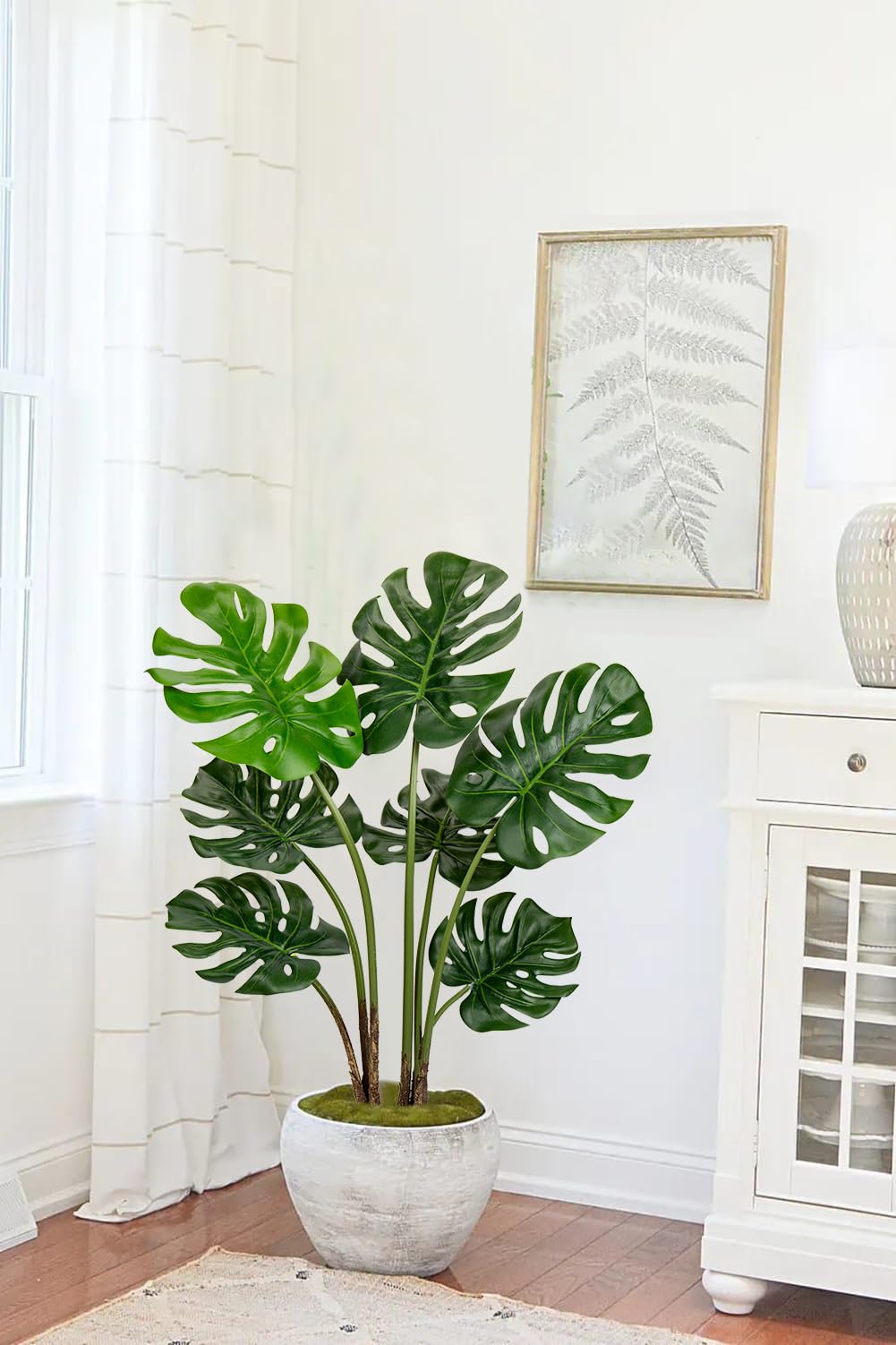 Amazon.com: Hollyone Artificial Monstera Deliciosa Plant 3FT Tall Fake  Tropical Palm Plants Trees Faux Monstera Indoor Swiss Cheese Plants for  Indoor Outdoor Home Office Garden Living Room Decoration, 1 Pack : Home
