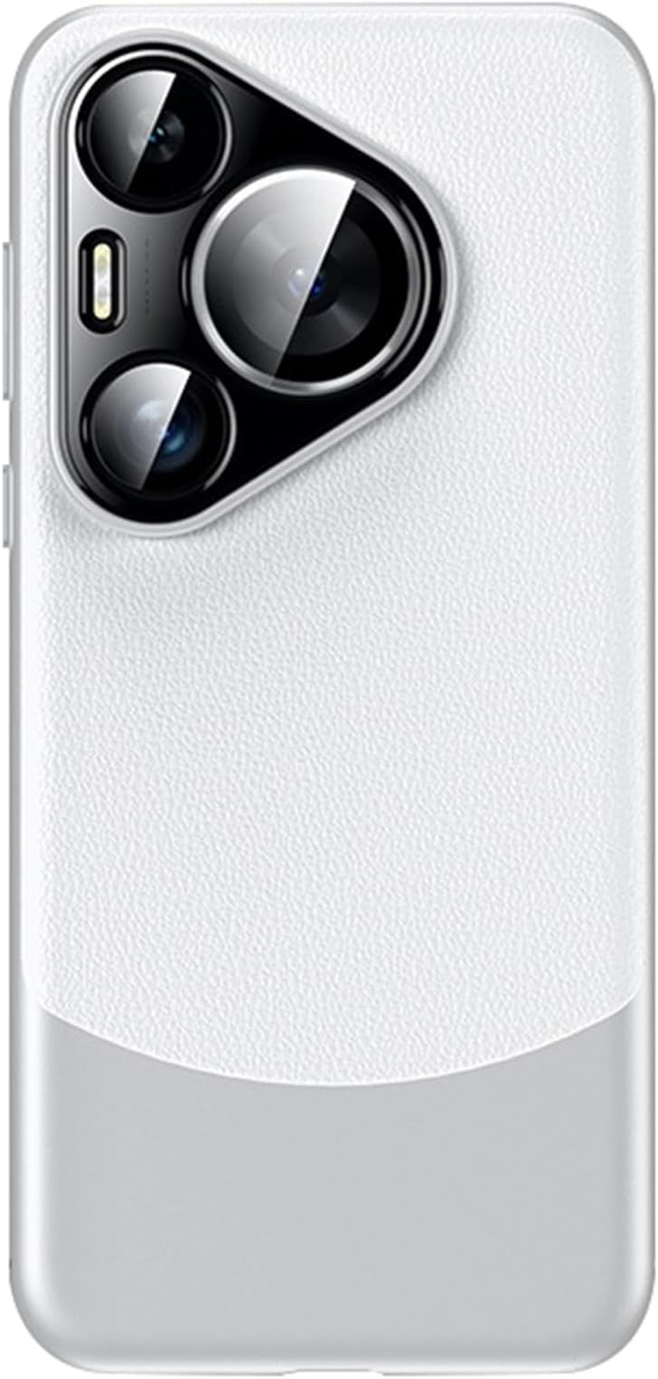 Ultra -Thin Case for Huawei Pura 70 Ultra/70 Pro/70 Pro+/70, Business Style Leather Soft Case Raised Lens Protection Anti -Fall Shell (70 Pro+,Silver)