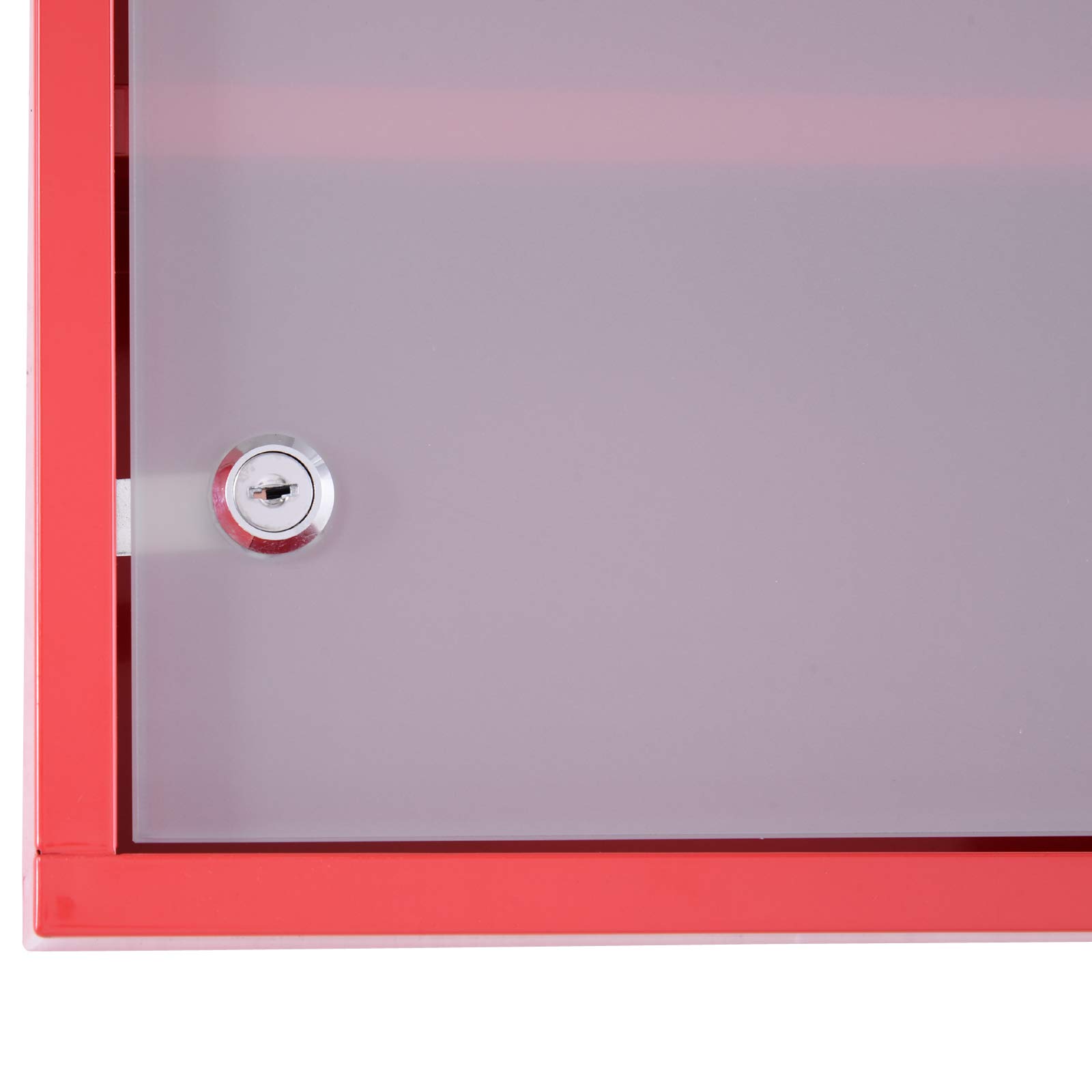 HOMCOM Medizinschrank aus Stahl Arzneischrank zur Medikamenten-Aufbewahrung, Abschließbar Apothekerschrank mit 4 Fächer, Glastür, 60 x 30 x 12 cm, Rot
